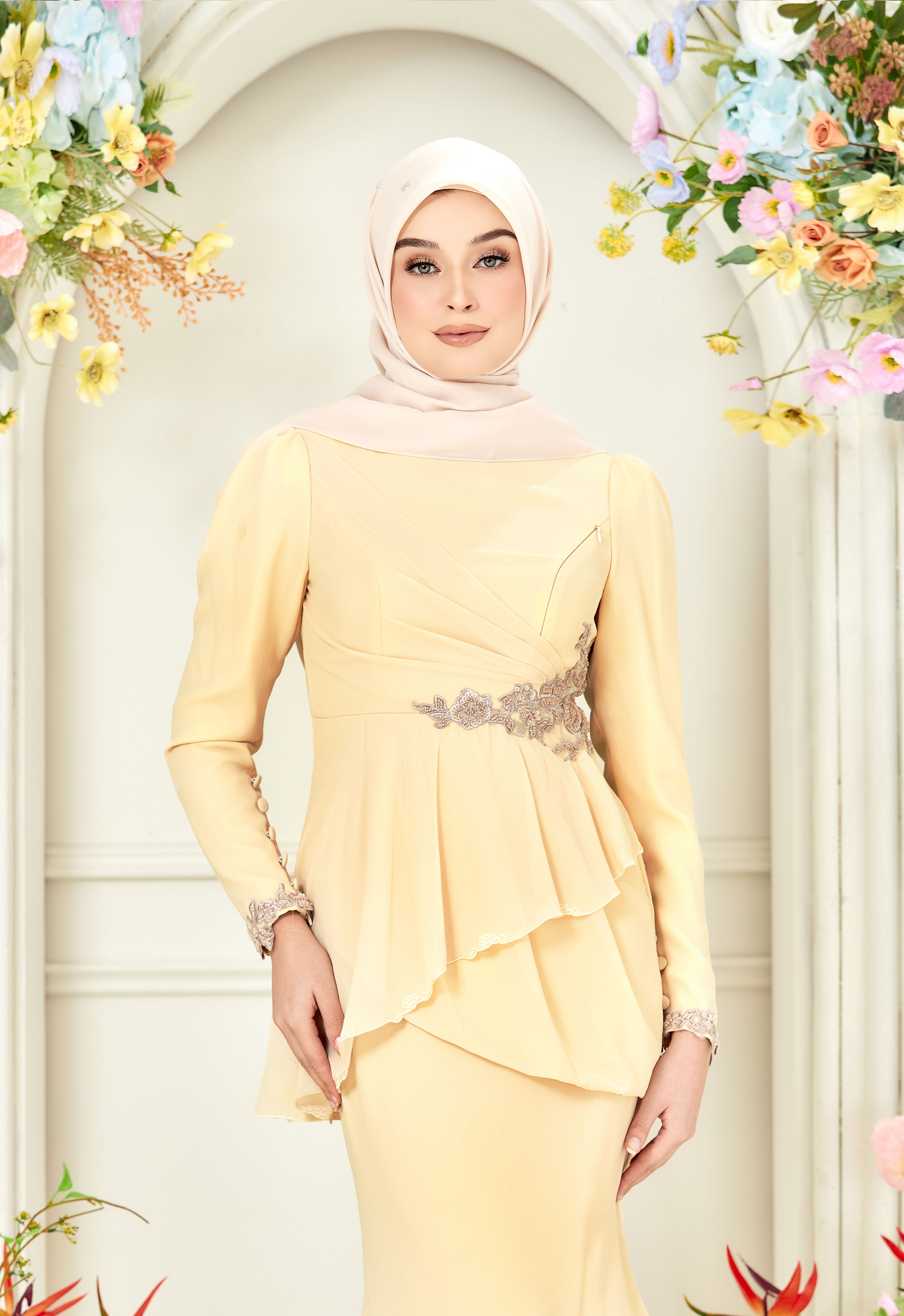 AYLEEN RUFFLE KURUNG - SOFT YELLOW