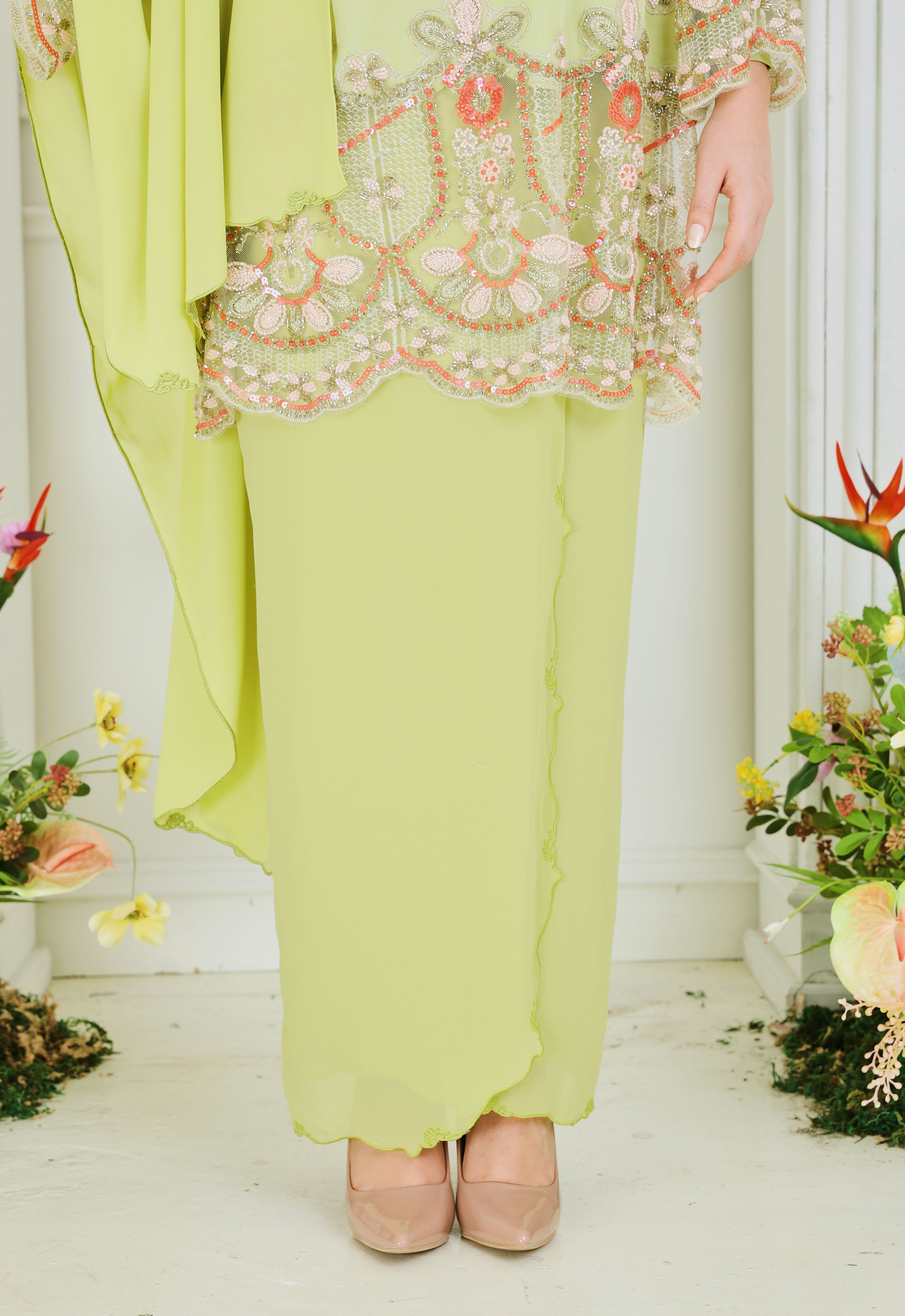NOURA SUPER LUXE KURUNG - MOSS GREEN