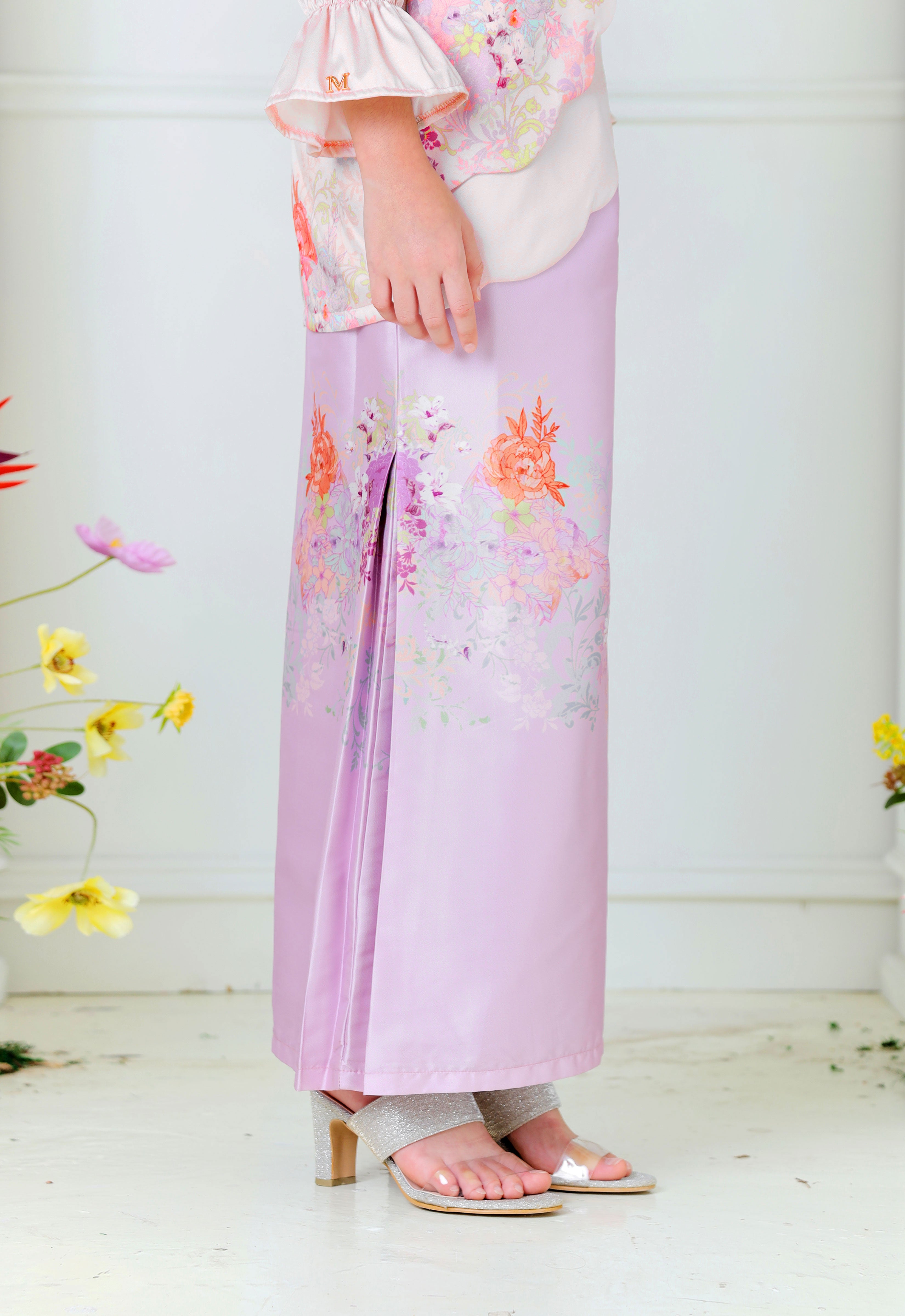 ROZELLA KIDS MINI KURUNG - LILAC CREAM