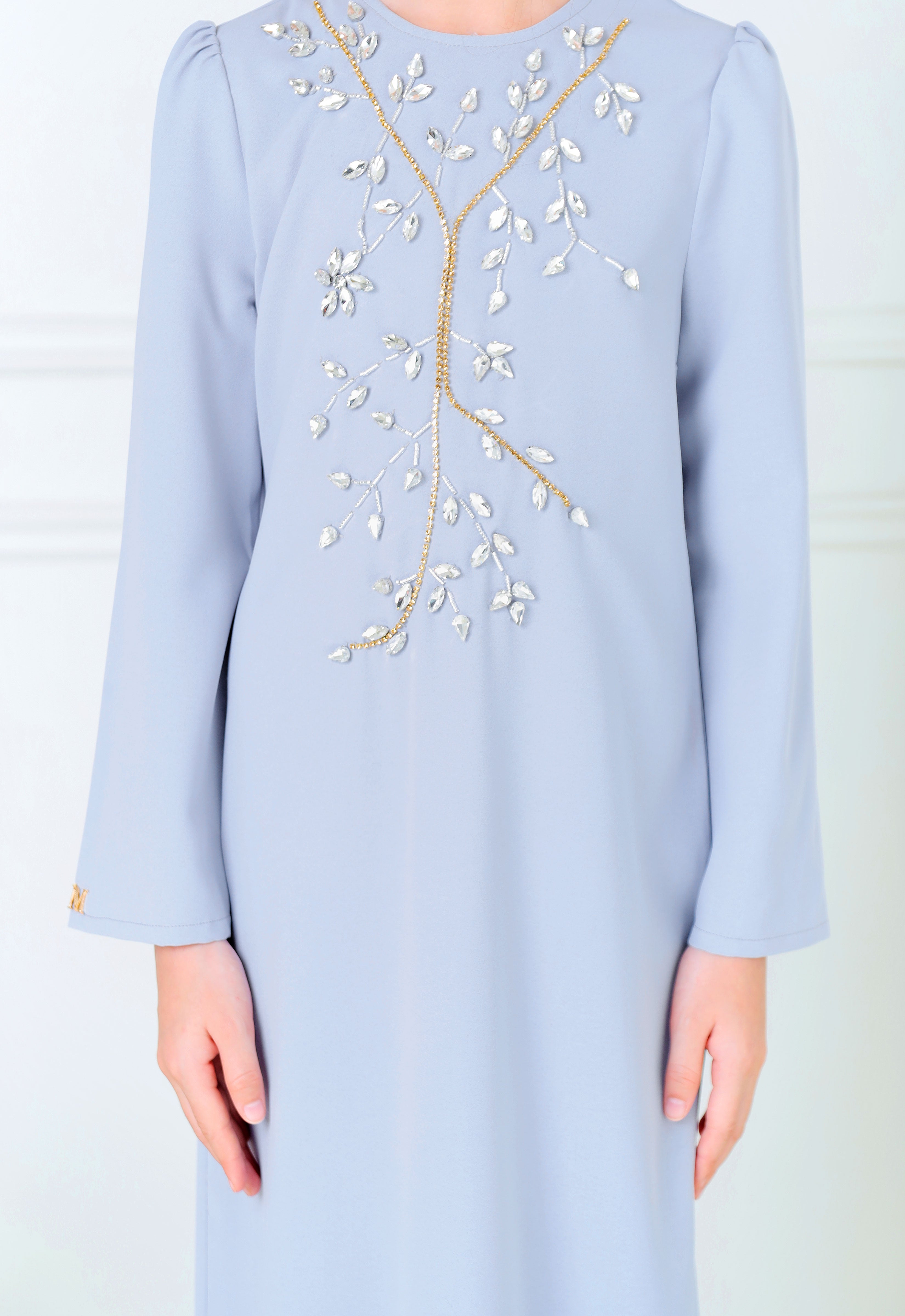 ZEHRA KIDS ABAYA - LIGHT GRAY