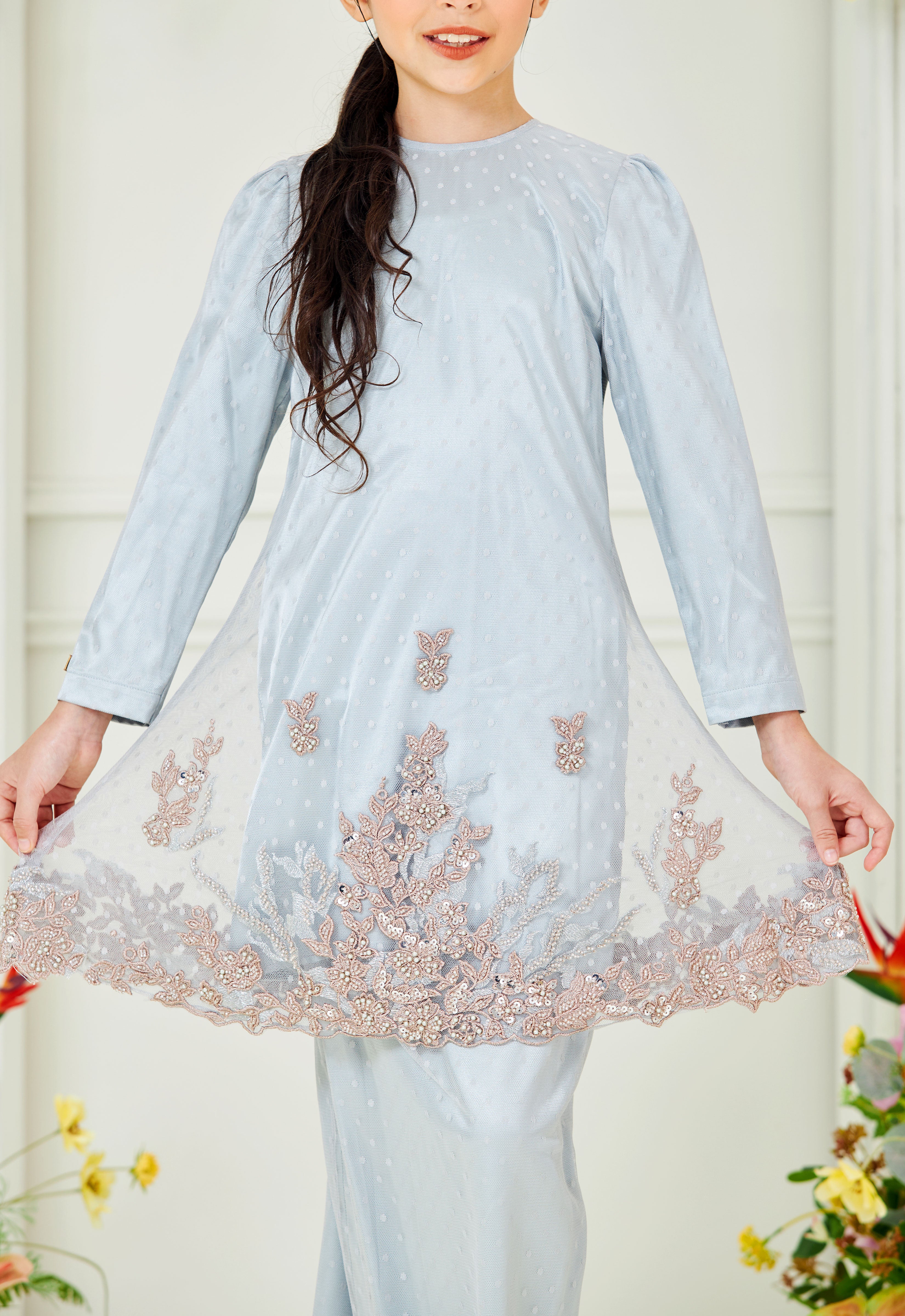 AYANAA LUXE KIDS KURUNG - GRAY GREEN