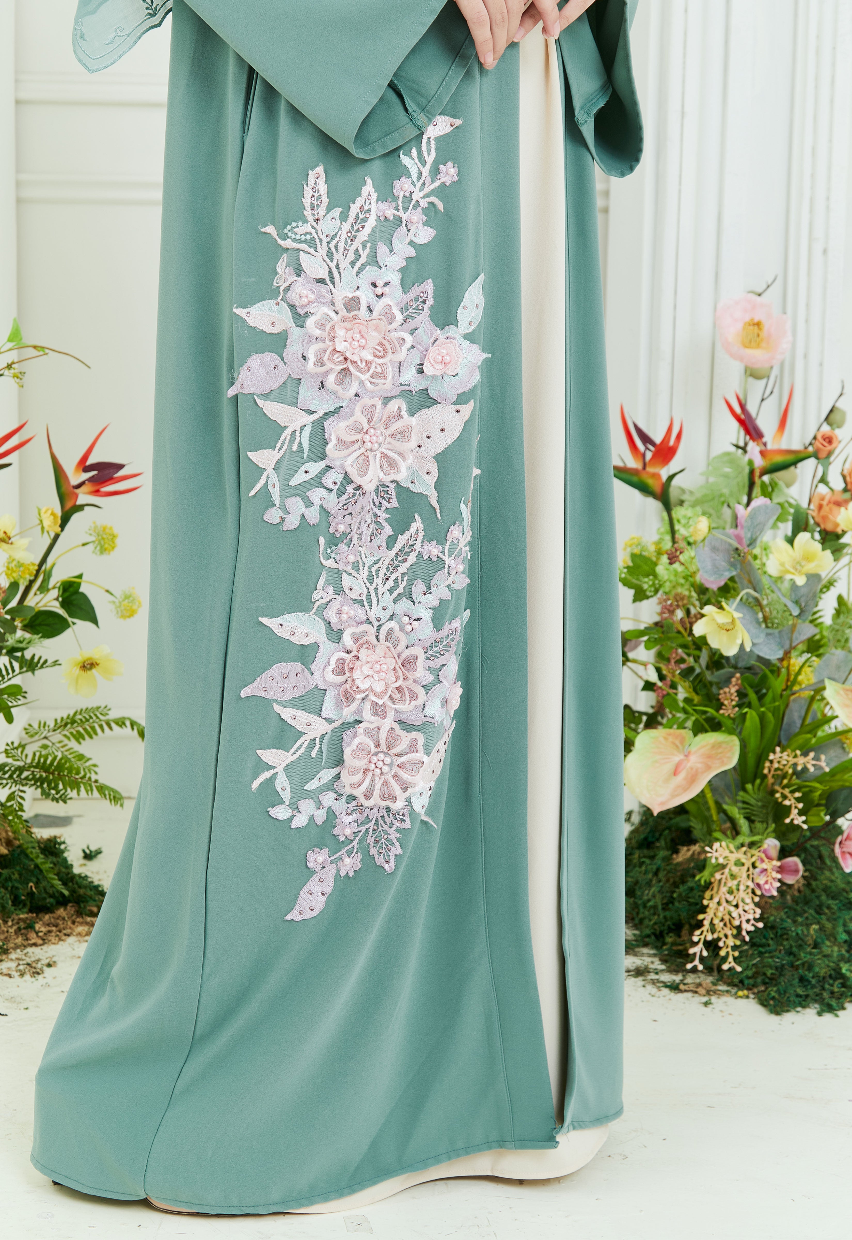 KHADEEJA ABAYA - PASTEL TURQUOISE