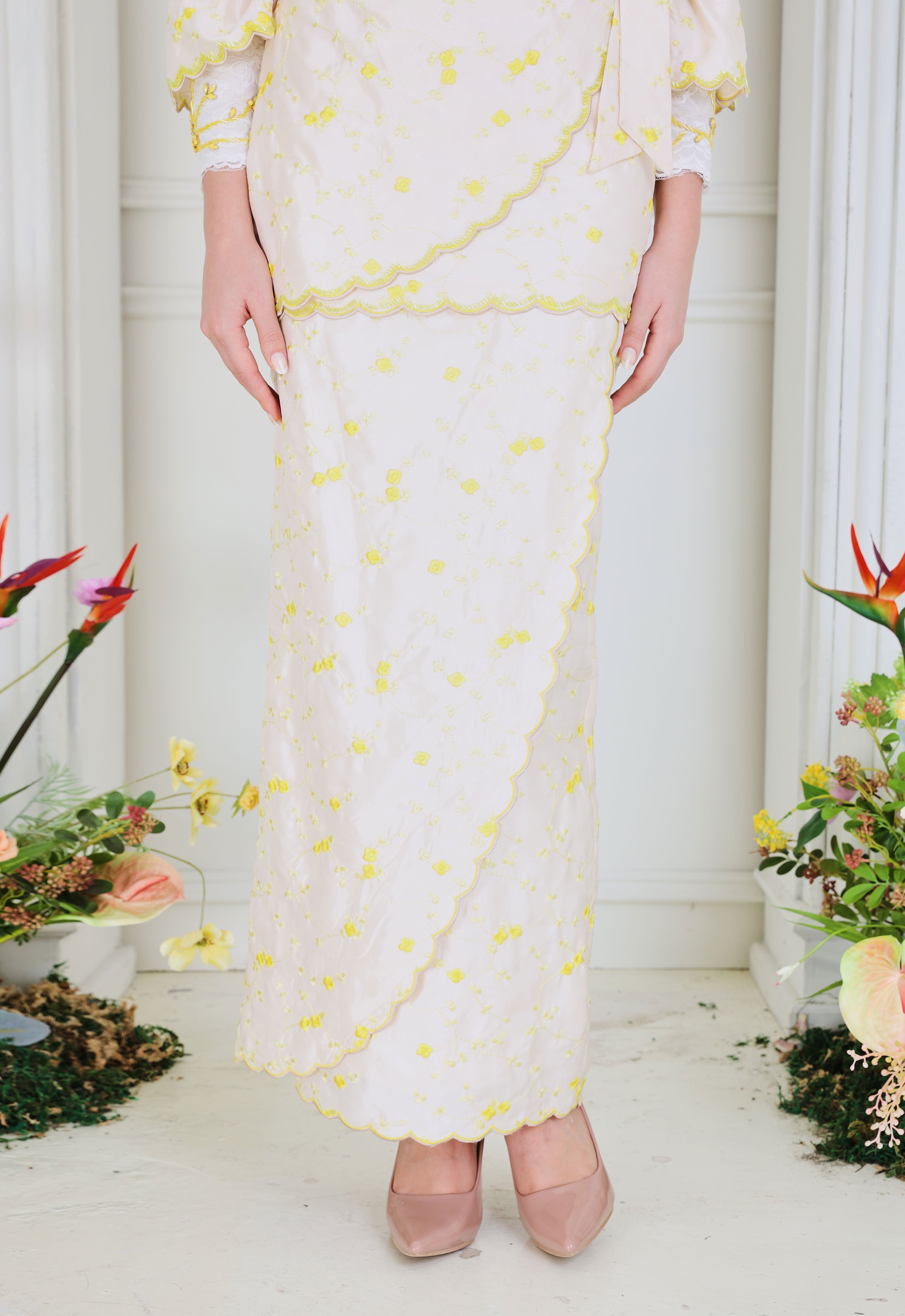 BELINDA LUXE DRAPPED KURUNG - CREAM YELLOW