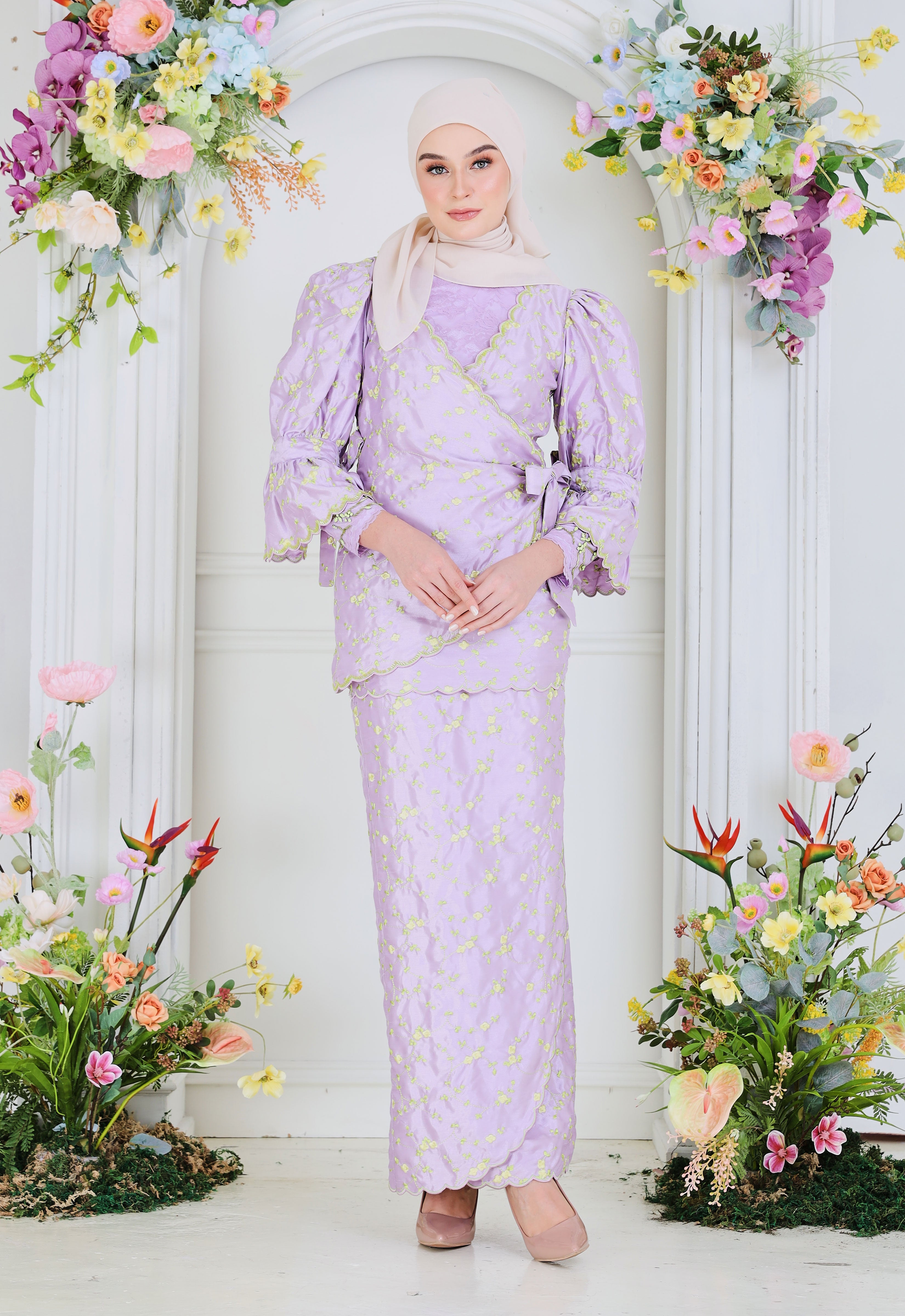 BELINDA LUXE DRAPPED KURUNG - PURPLE YELLOW