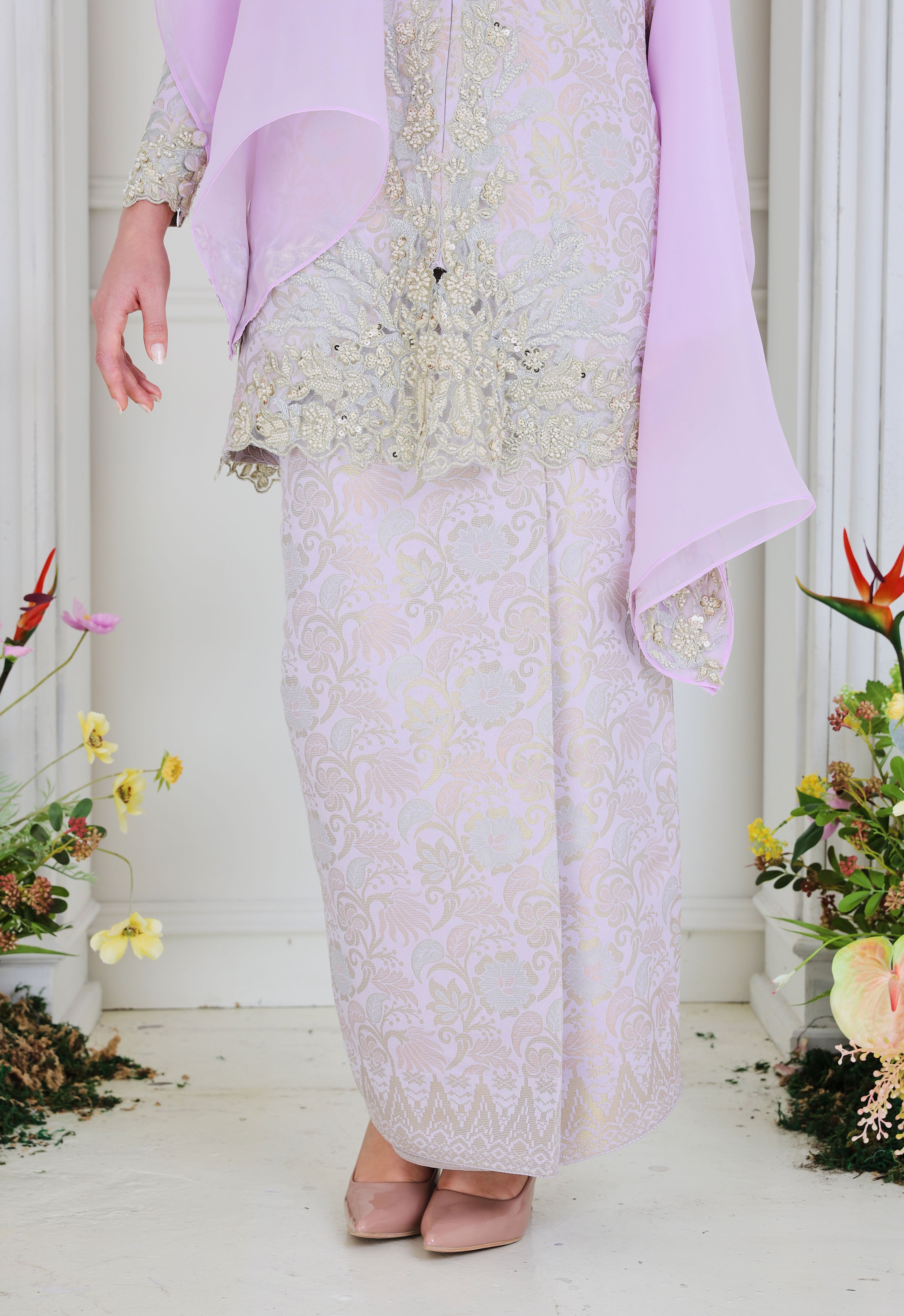 CHE AZIZAH LUXE KEBAYA - PURPLE GREEN