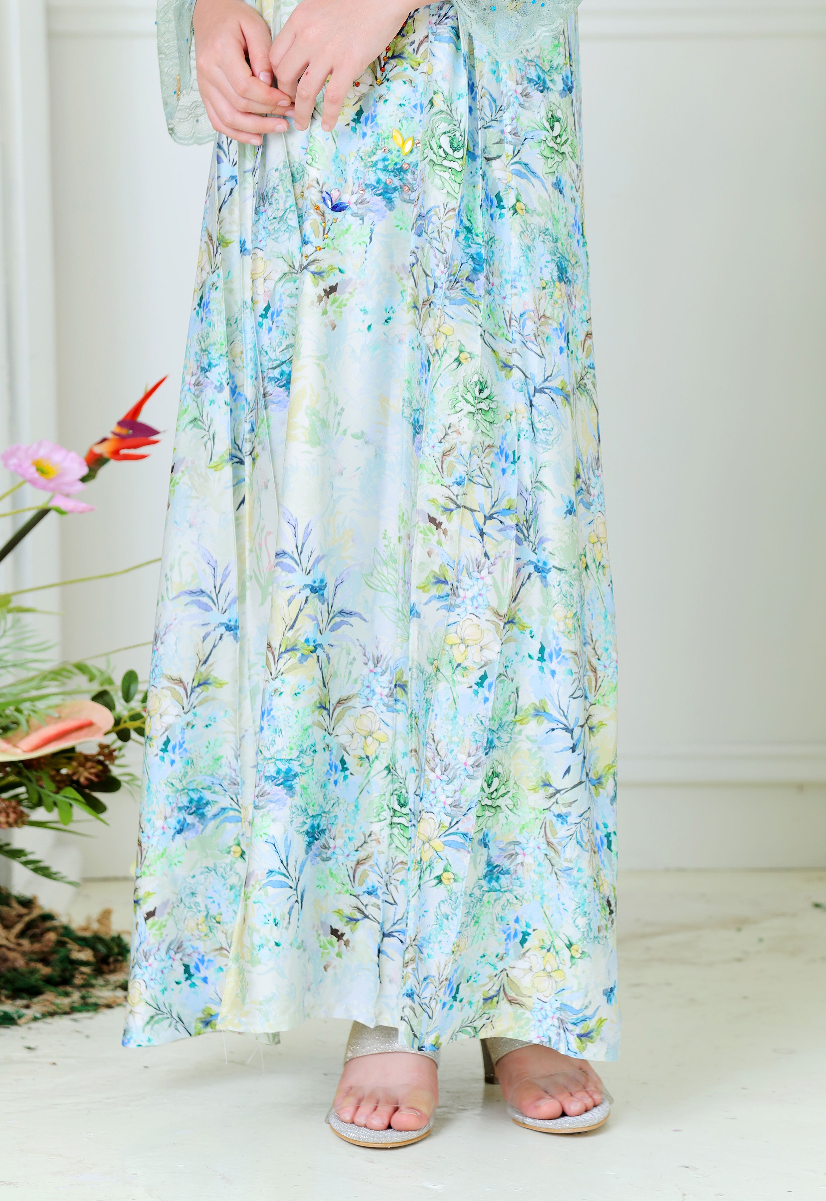 DEENARA KIDS ABAYA - SAGE GREEN