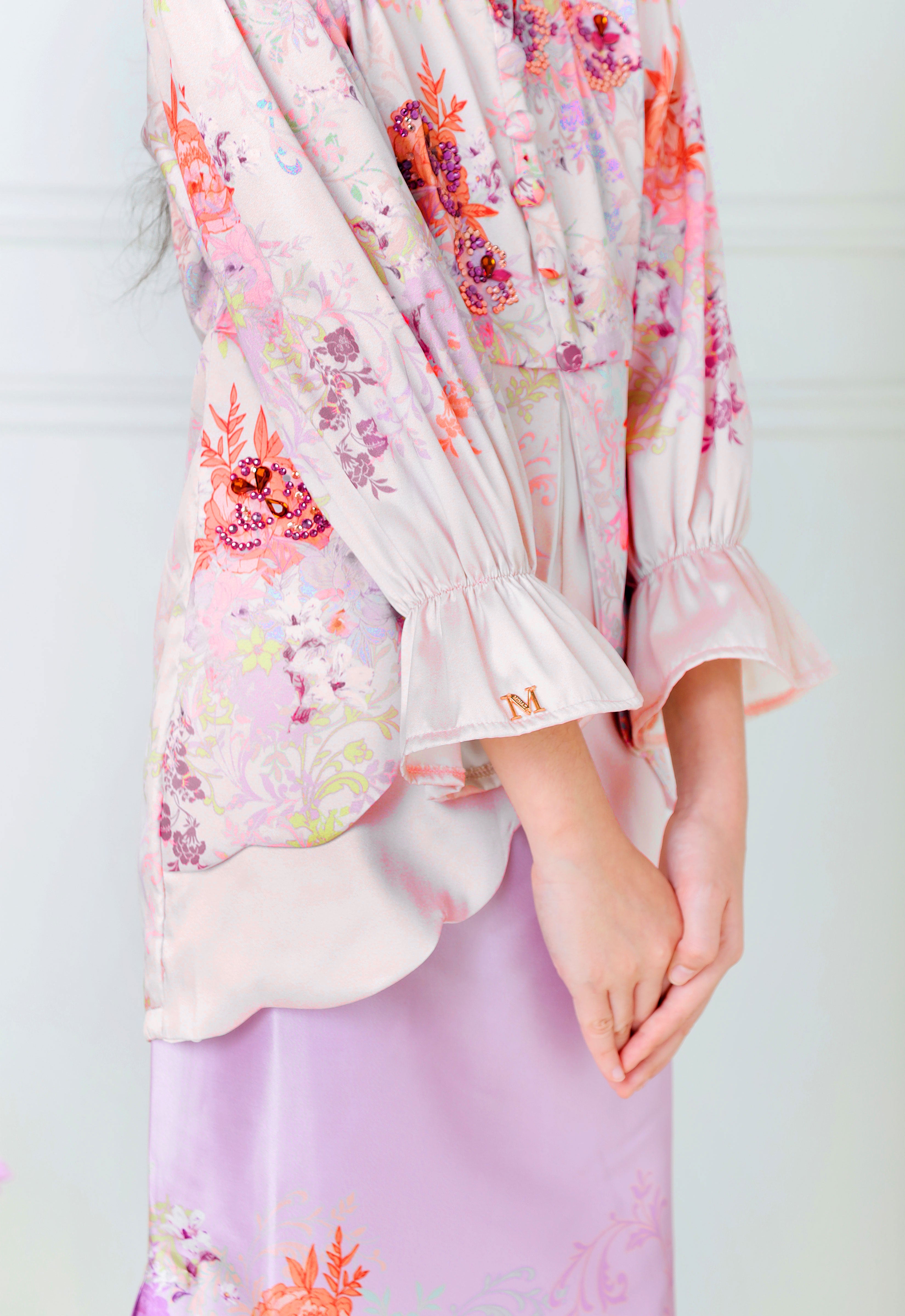ROZELLA KIDS MINI KURUNG - LILAC CREAM