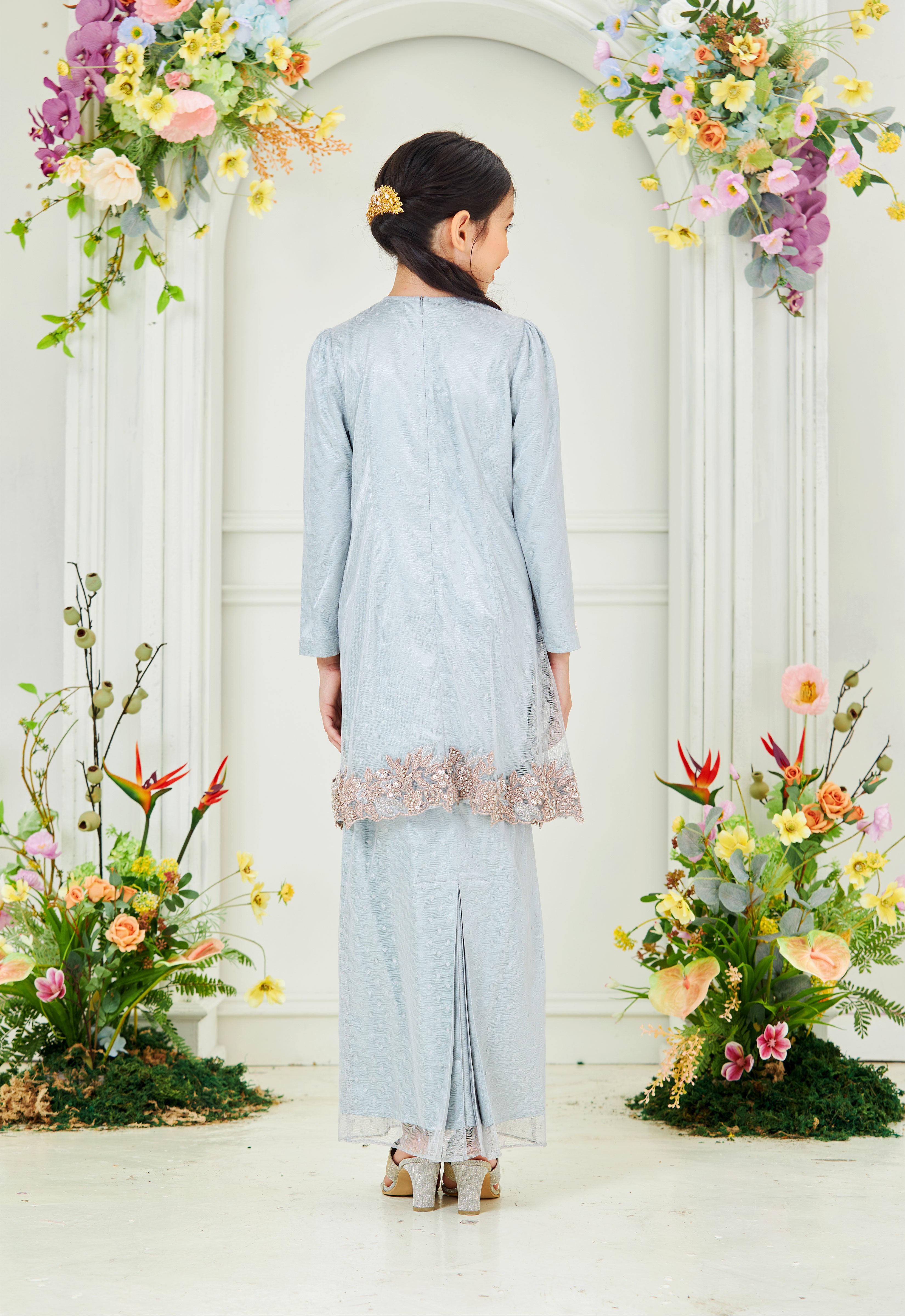 AYANAA LUXE KIDS KURUNG - GRAY GREEN