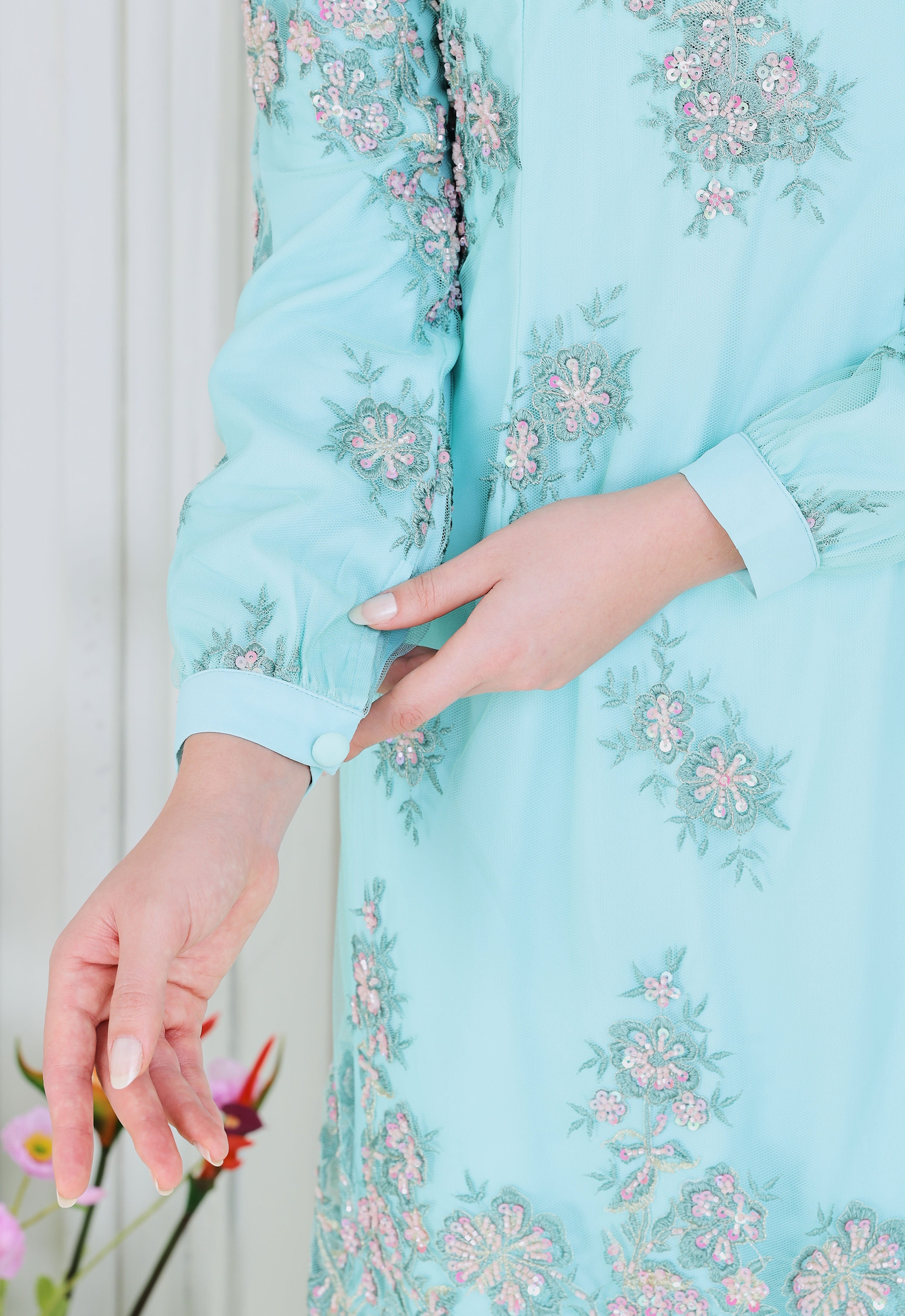 ERYNA LUXE KURUNG - PASTEL TURQOUISE