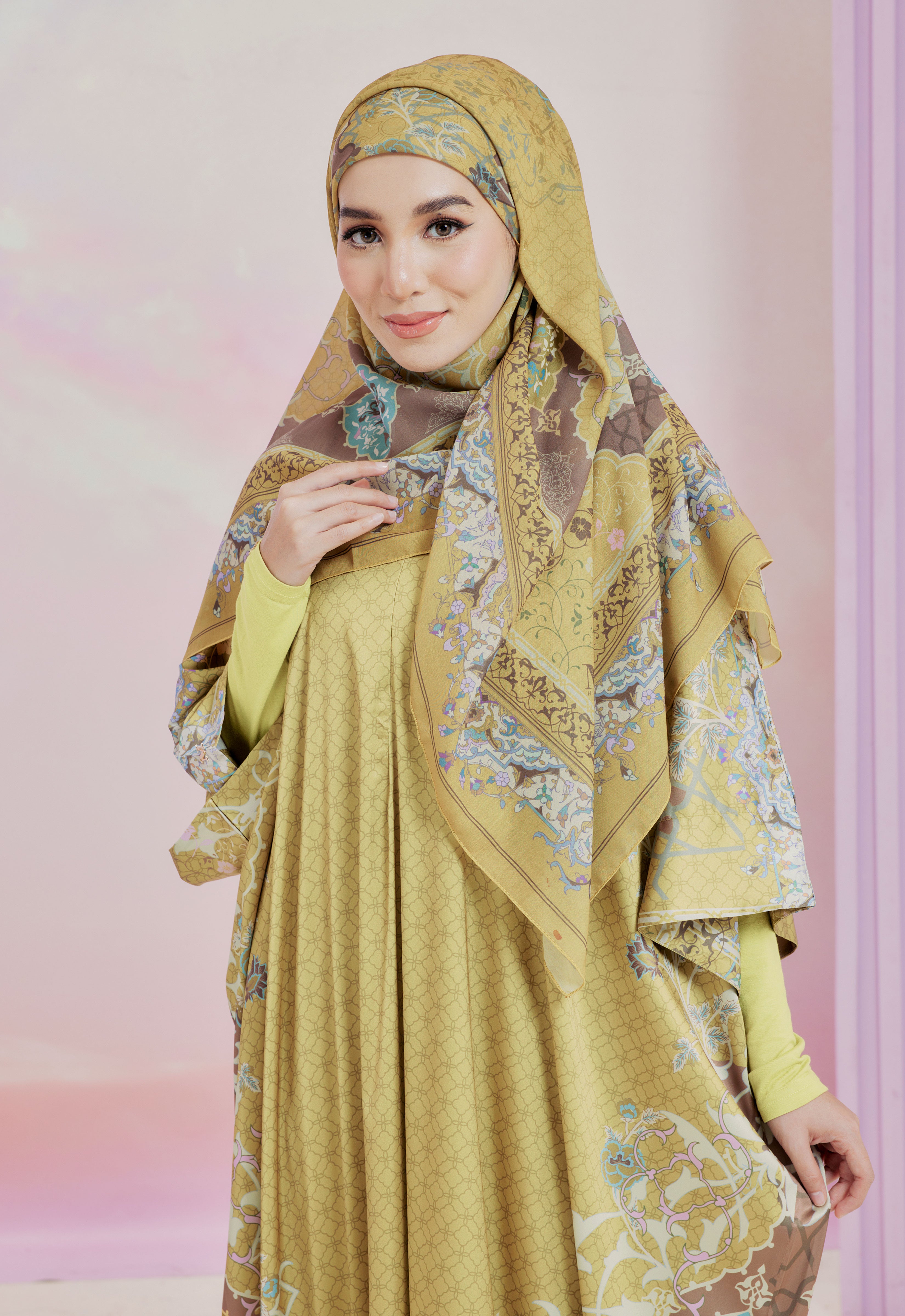 HARAMAIN ABAYA - OLIVE YELLOW