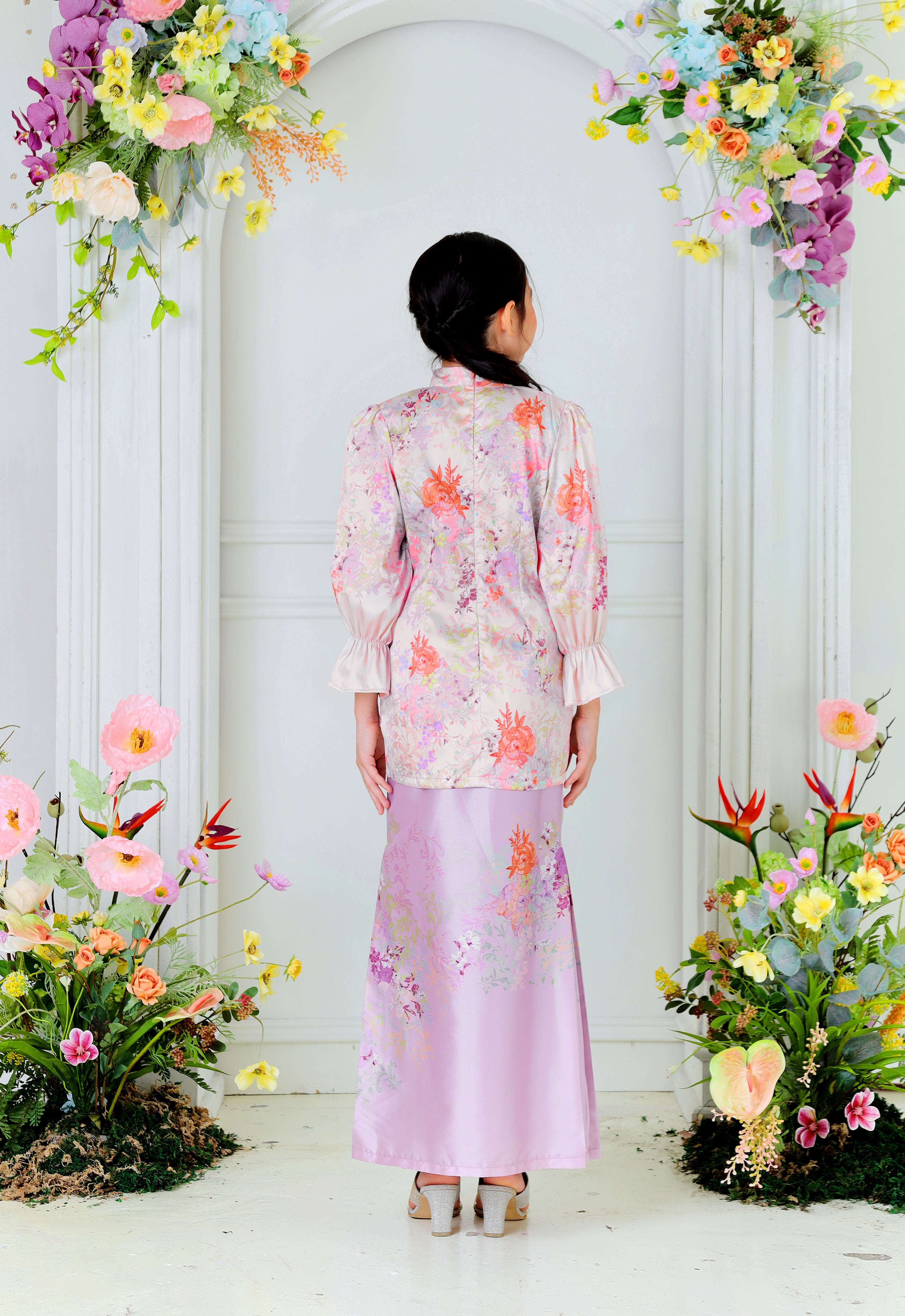 ROZELLA KIDS MINI KURUNG - LILAC CREAM