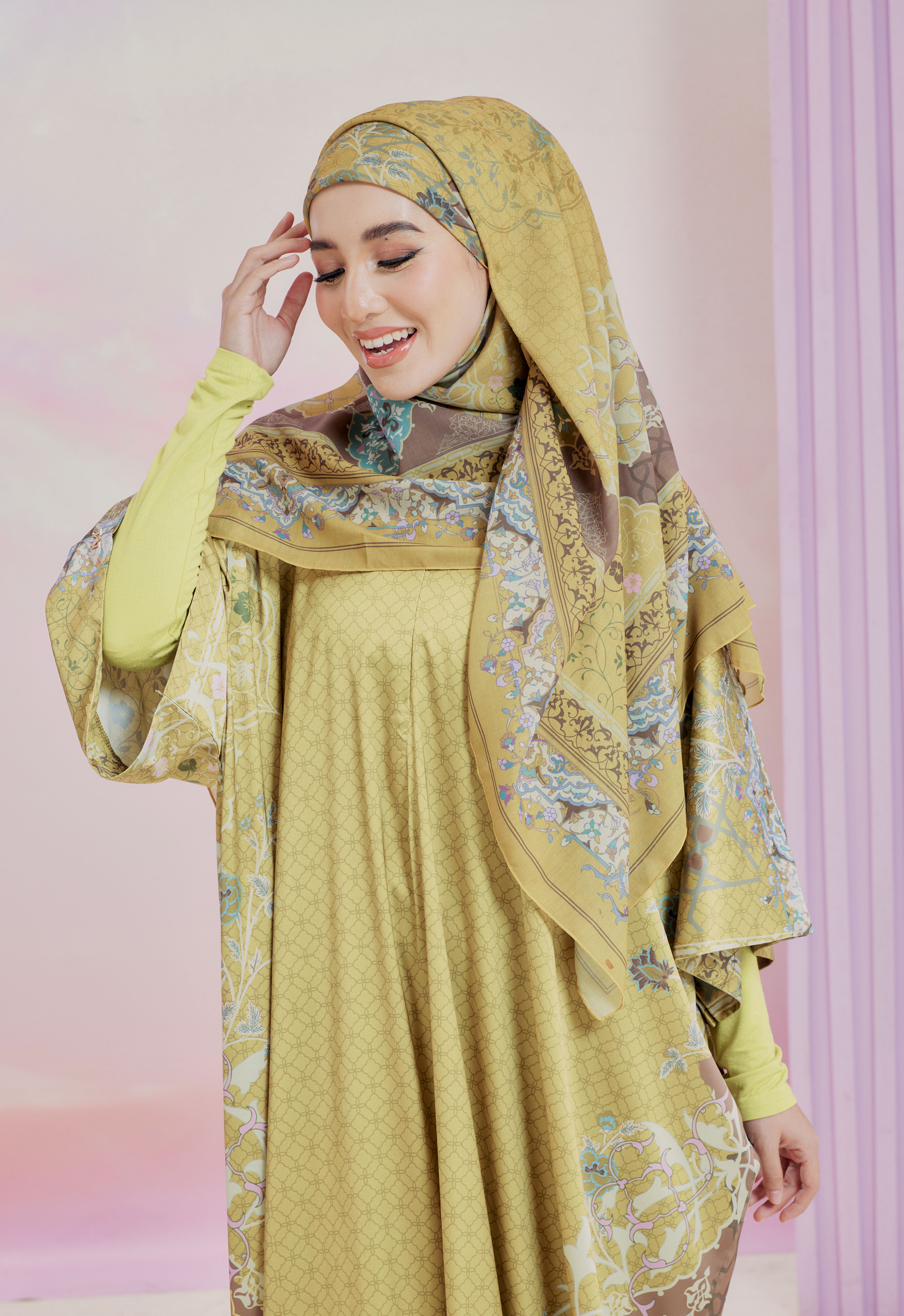 HARAMAIN ABAYA - OLIVE YELLOW