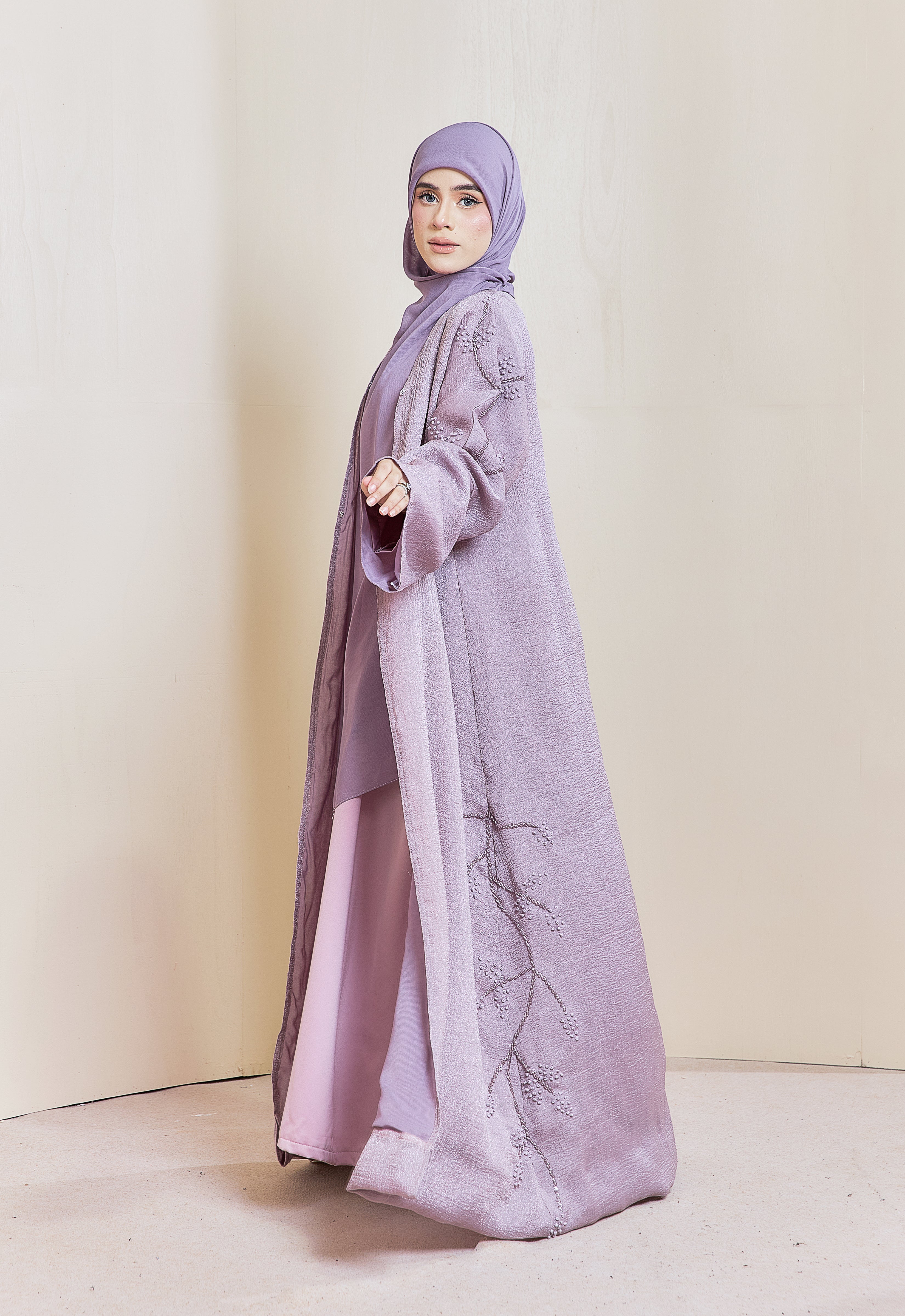 KHALEEDAH LUXE ABAYA - DUSTY PURPLE