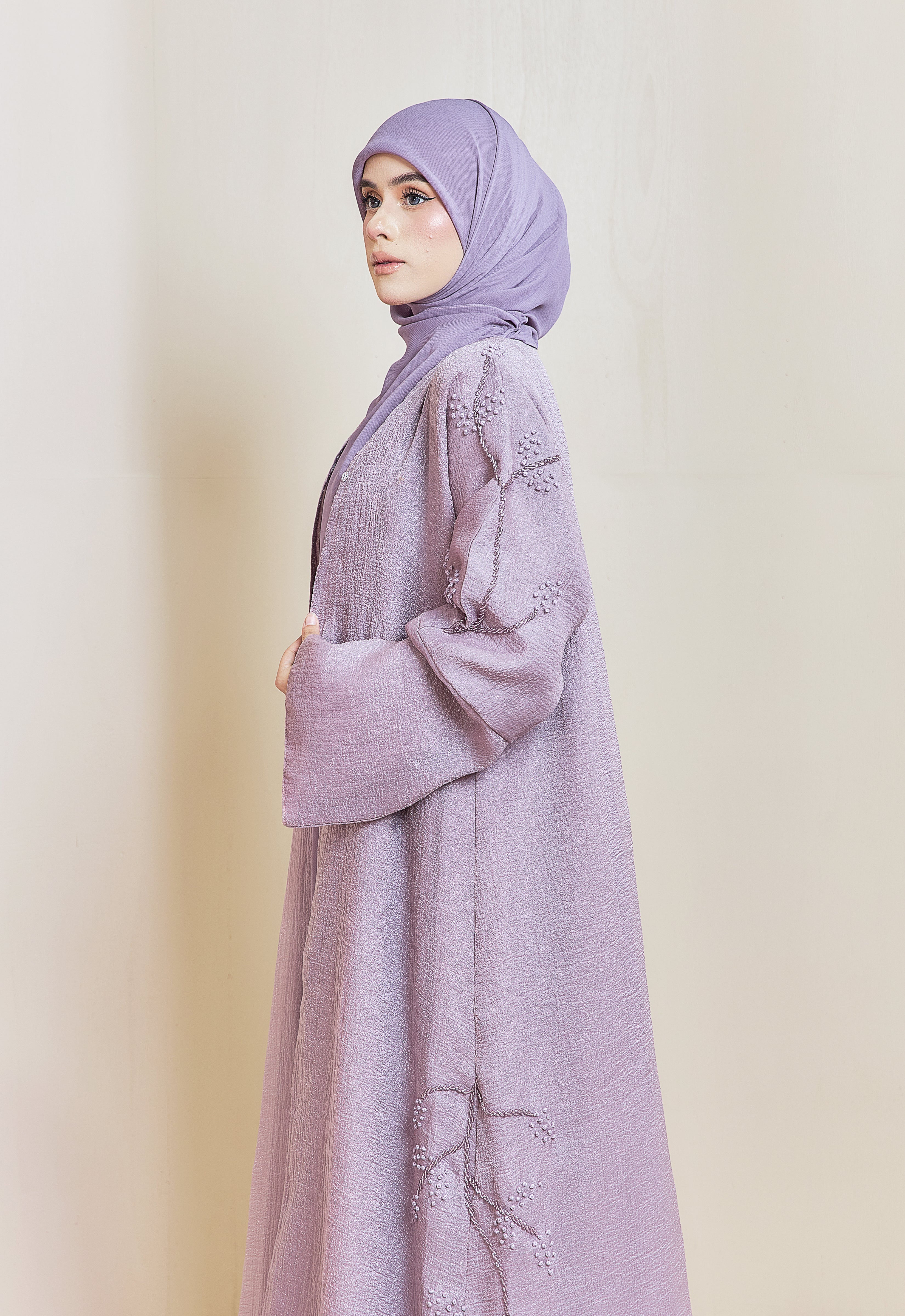 KHALEEDAH LUXE ABAYA - DUSTY PURPLE