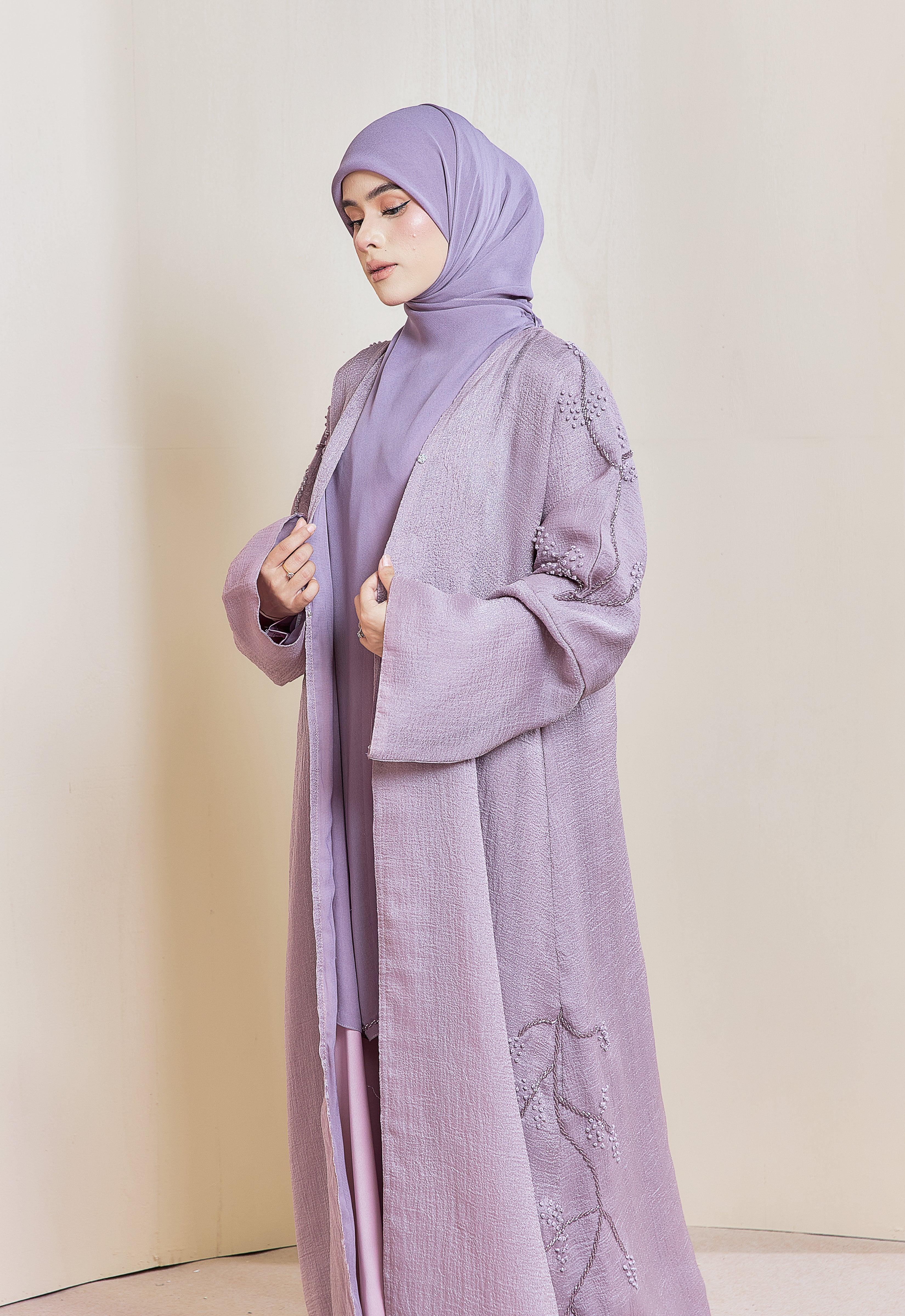 KHALEEDAH LUXE ABAYA - DUSTY PURPLE