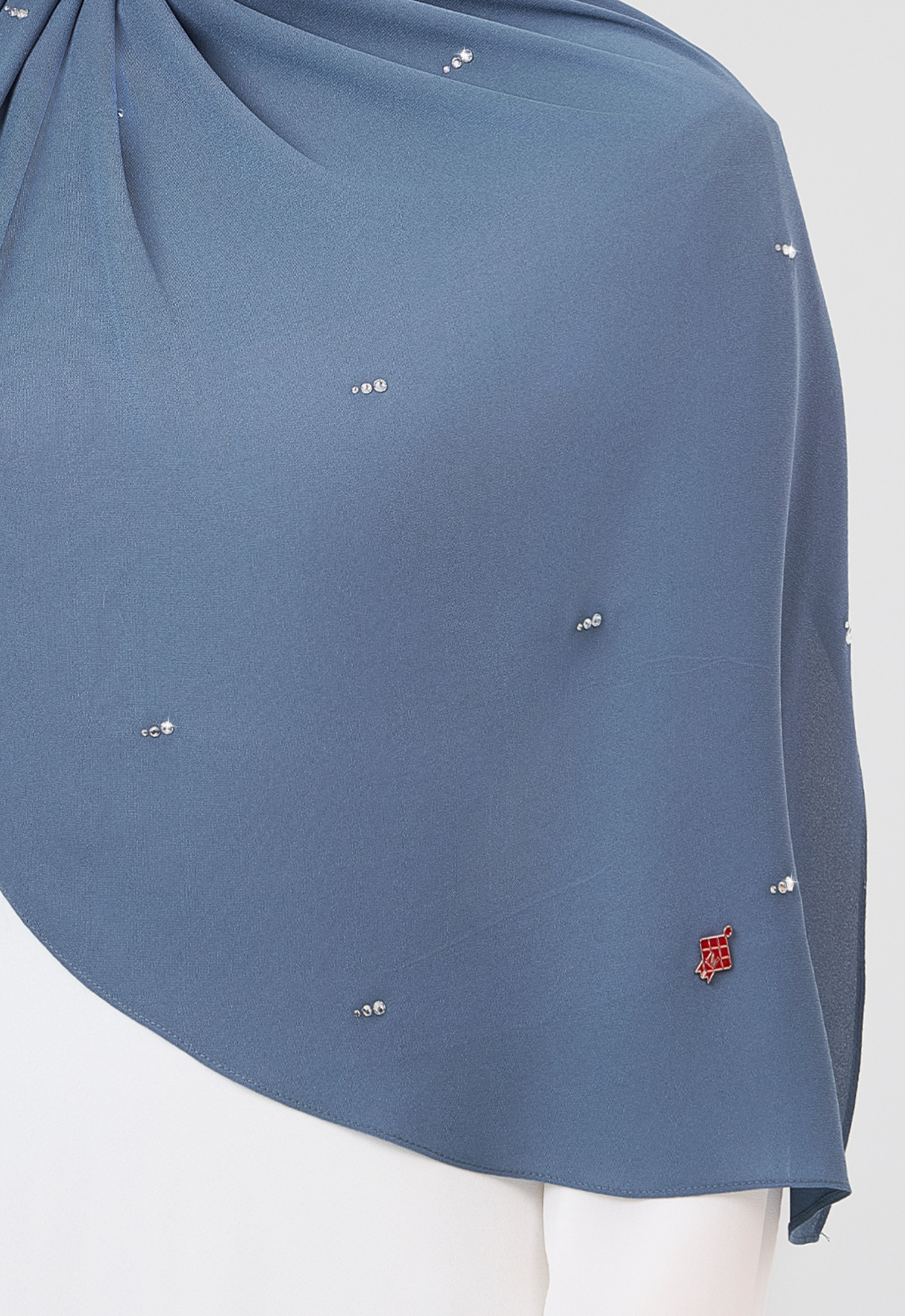 MINAZ HIJAB | SETULUS RAYA PLAIN STONE SHAWL - ASH BLUE