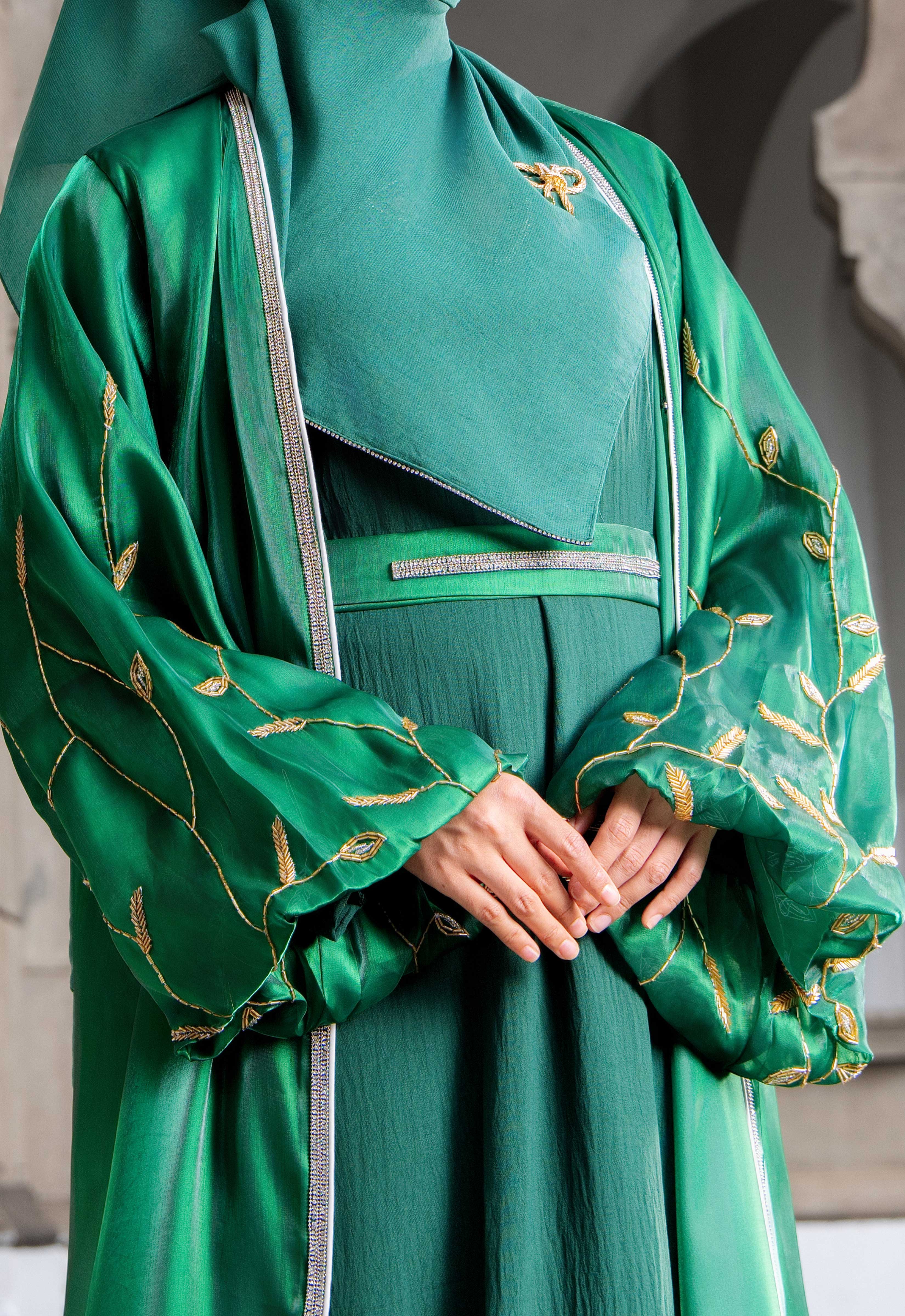 AALIYAH LUXE ABAYA - EMERALD GREEN
