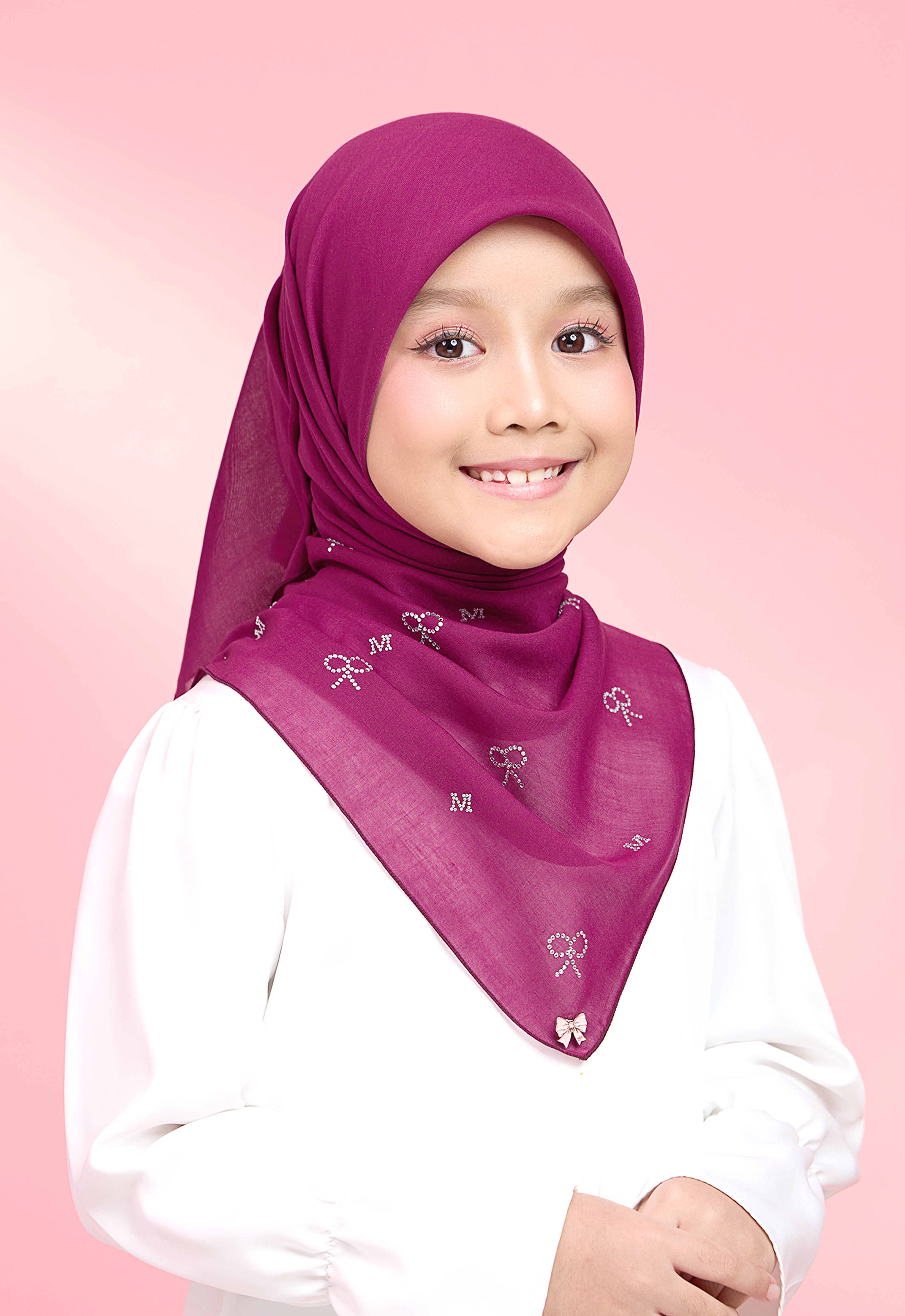 KIDS RIBBONY PLAIN STONE - BURGUNDY