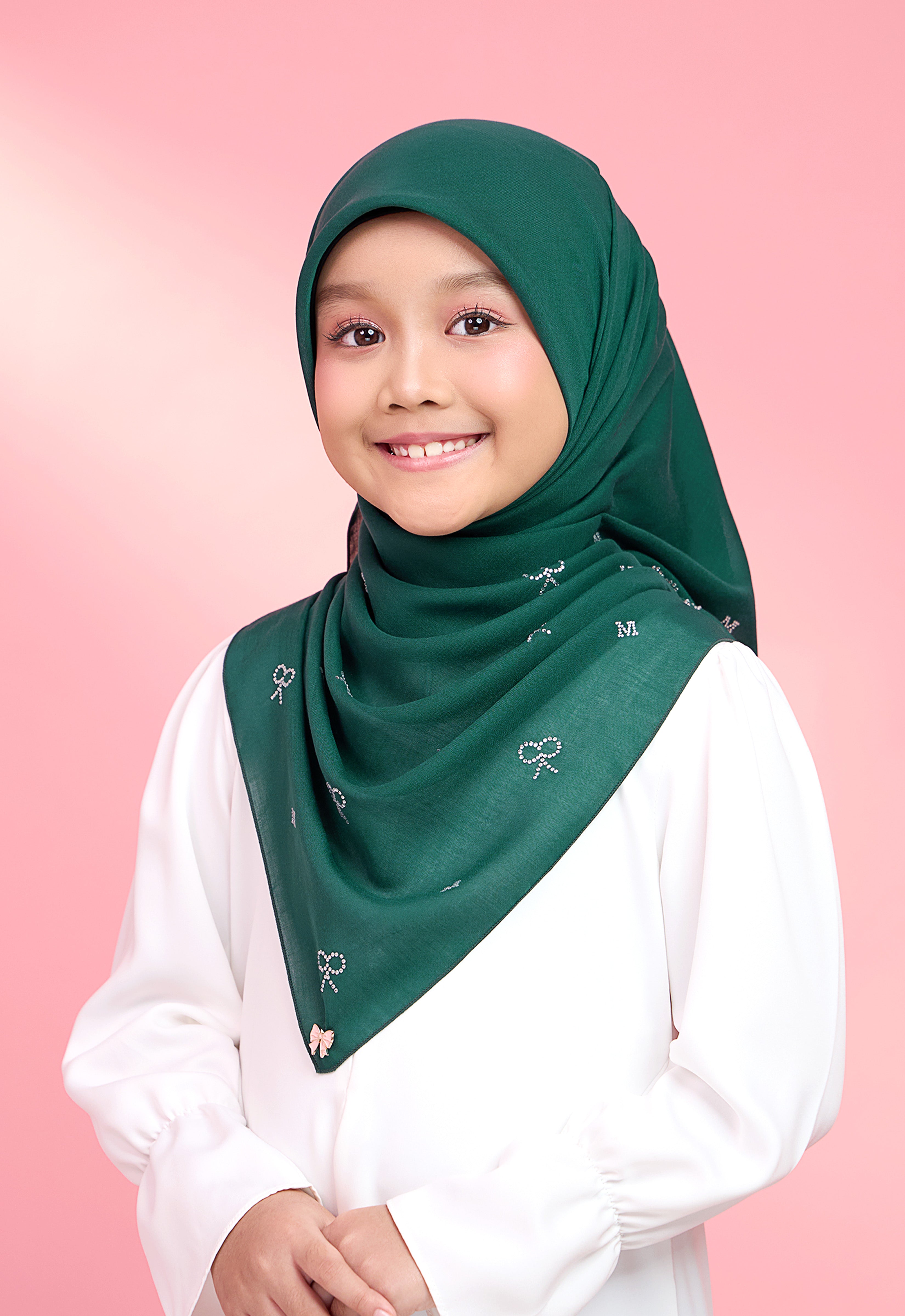 KIDS RIBBONY PLAIN STONE - EMERALD GREEN