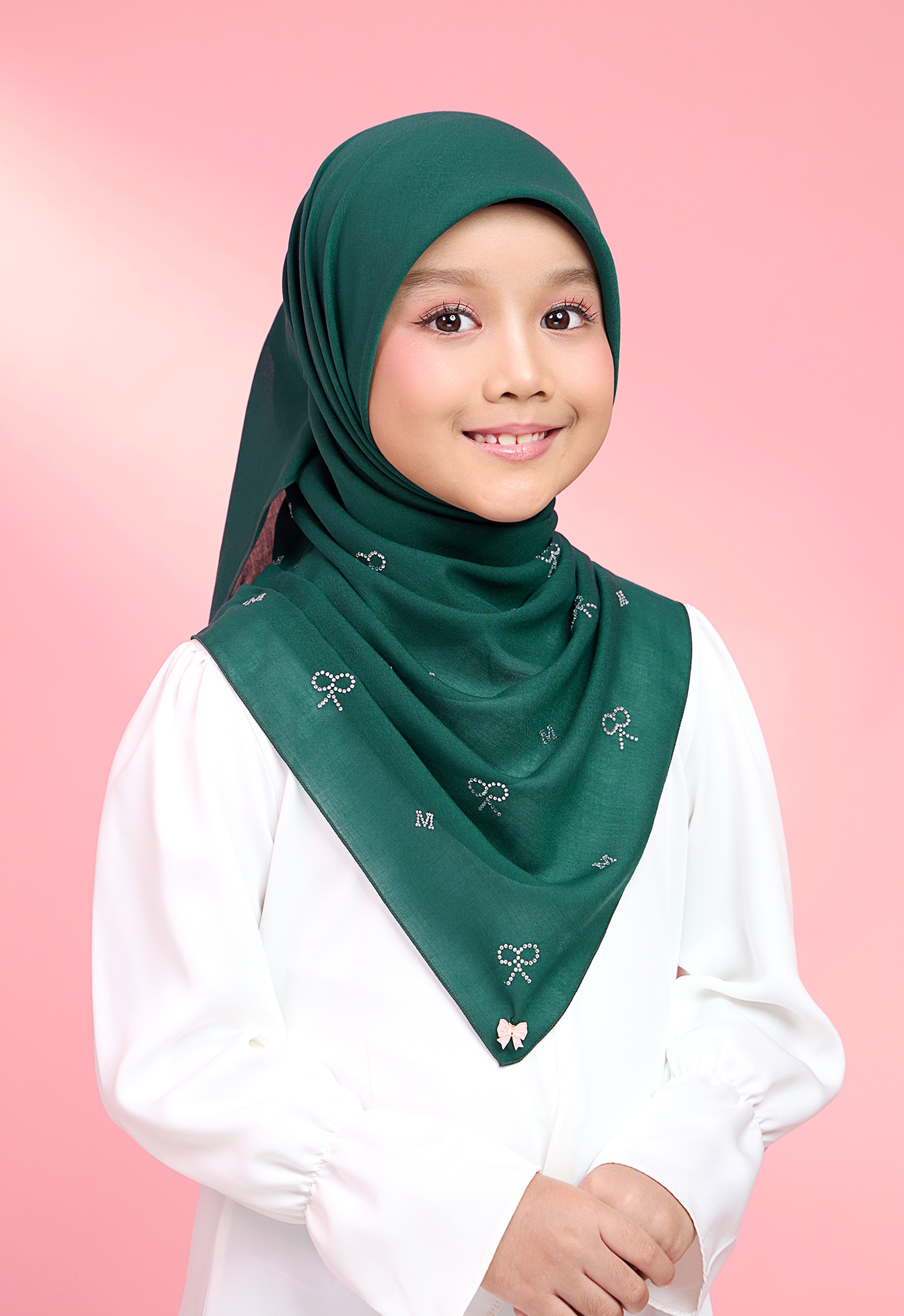 KIDS RIBBONY PLAIN STONE - EMERALD GREEN