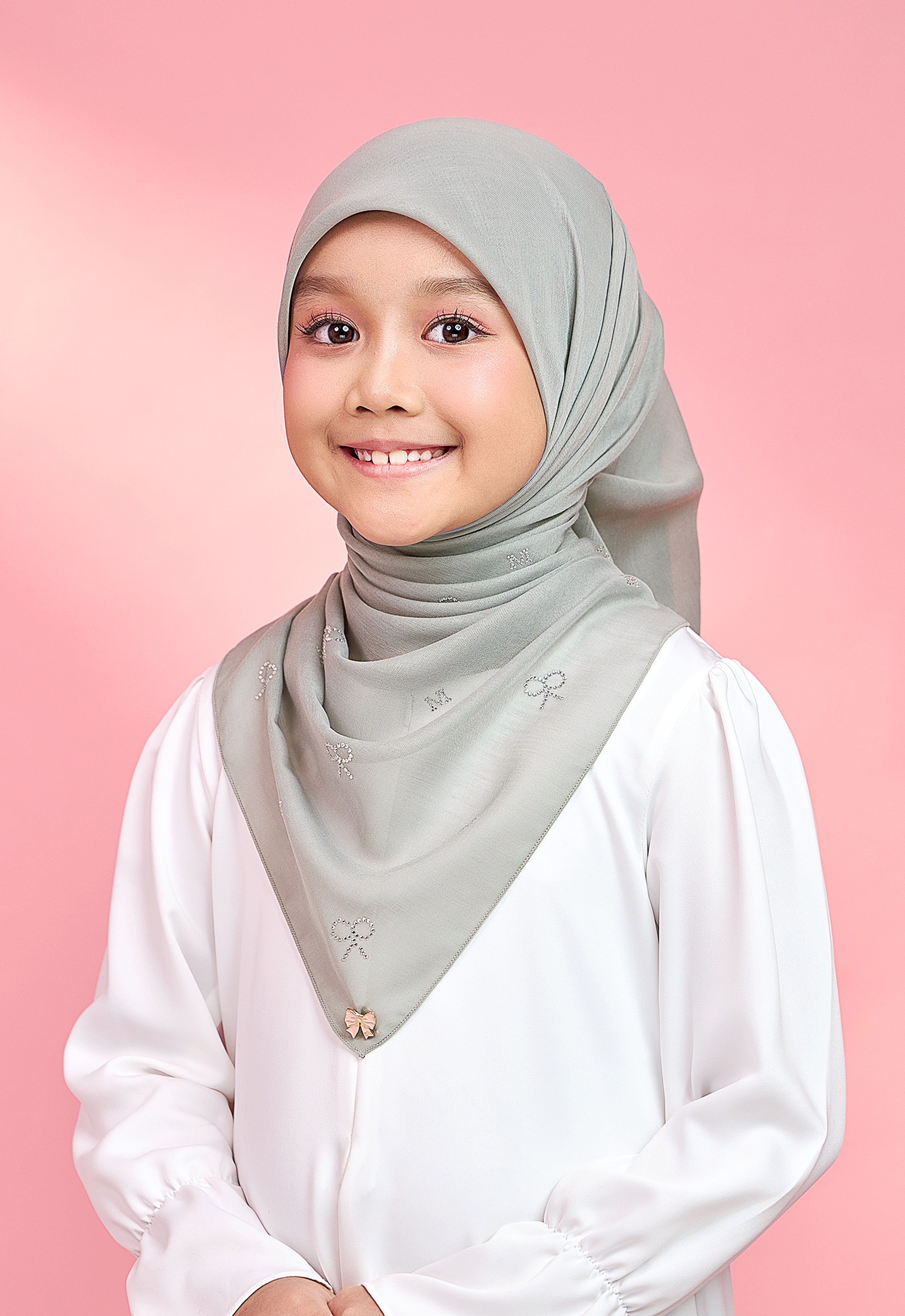 KIDS RIBBONY PLAIN STONE - POWDER GRAY