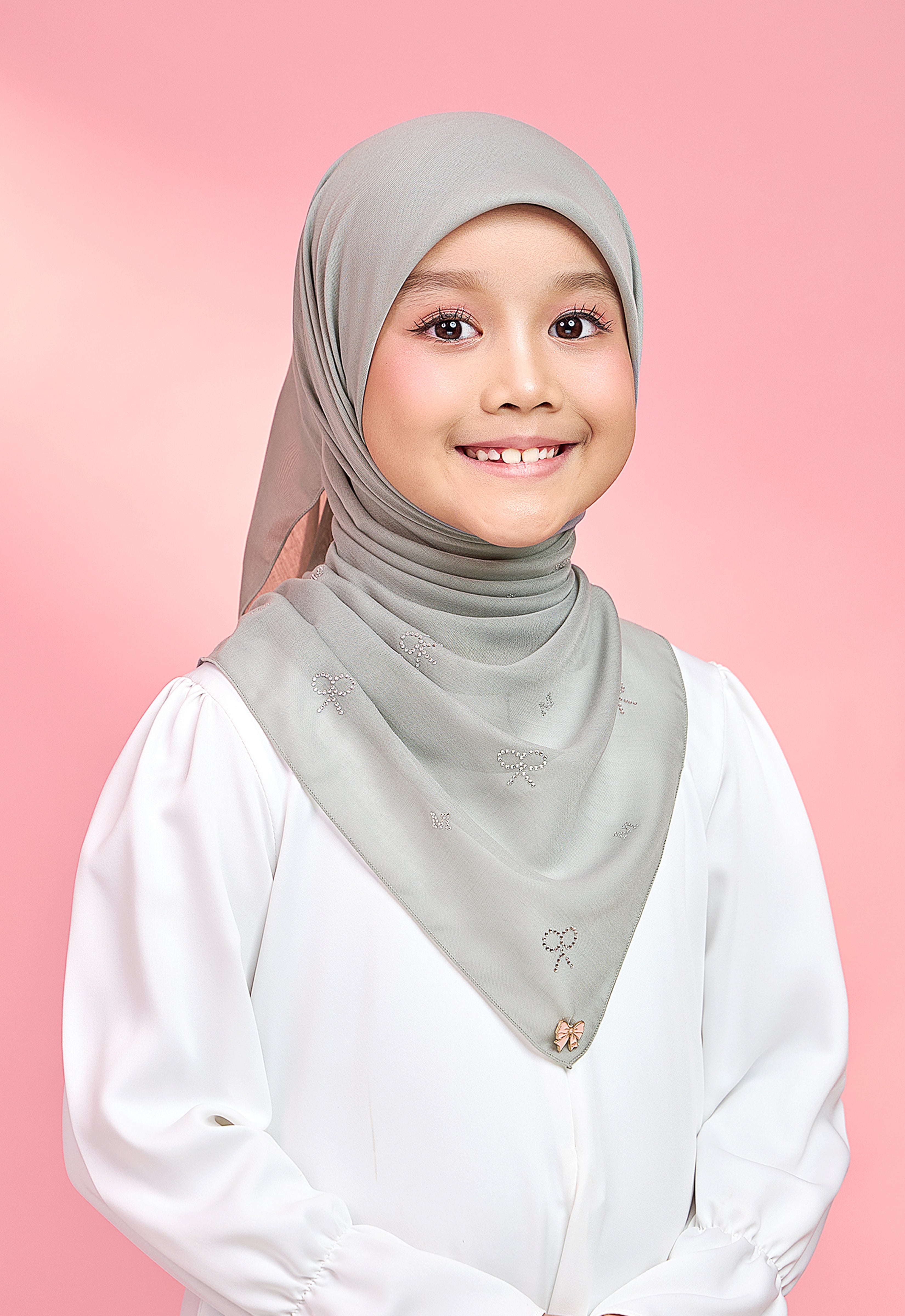 KIDS RIBBONY PLAIN STONE - POWDER GRAY