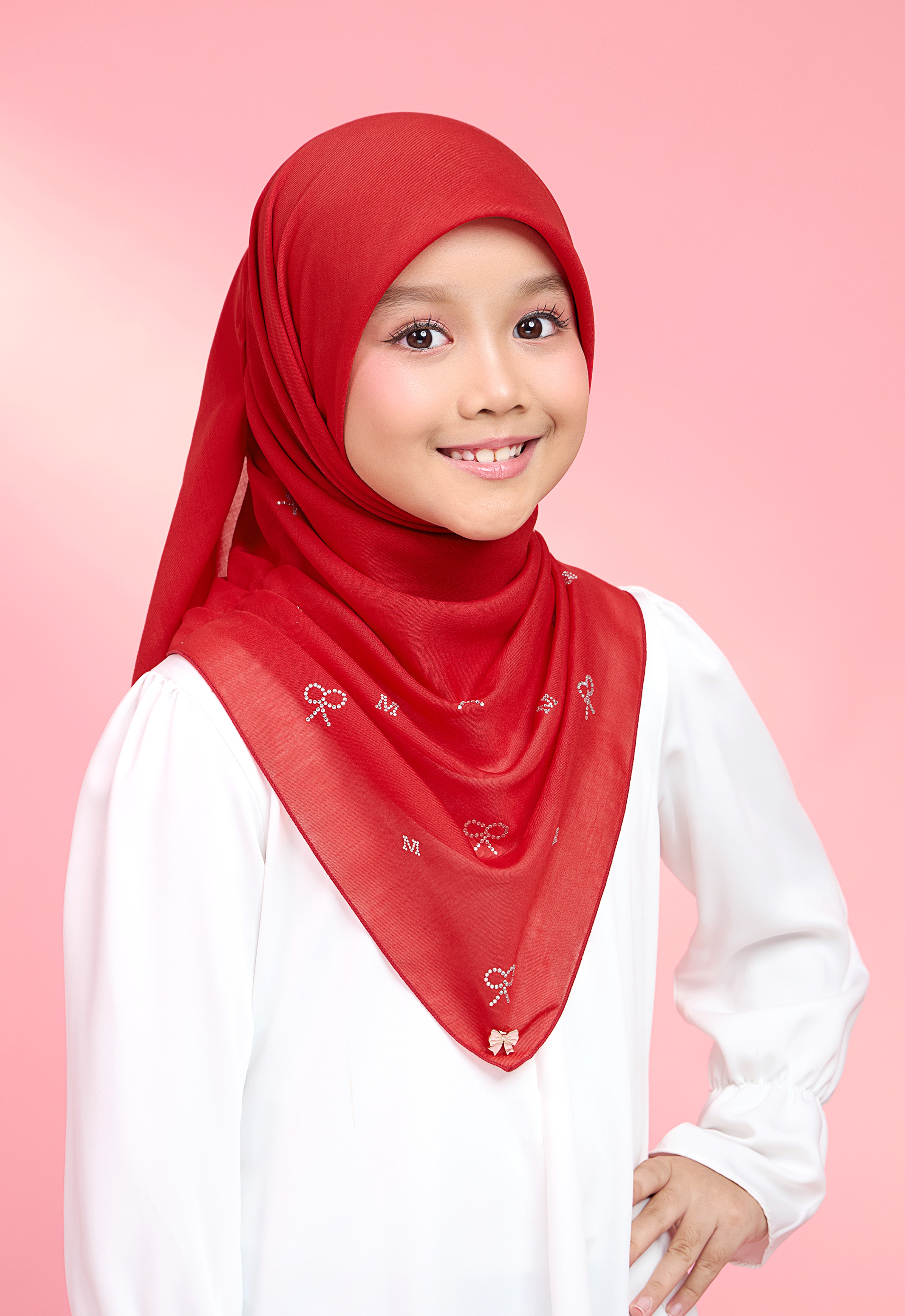 KIDS RIBBONY PLAIN STONE - RED CHILI