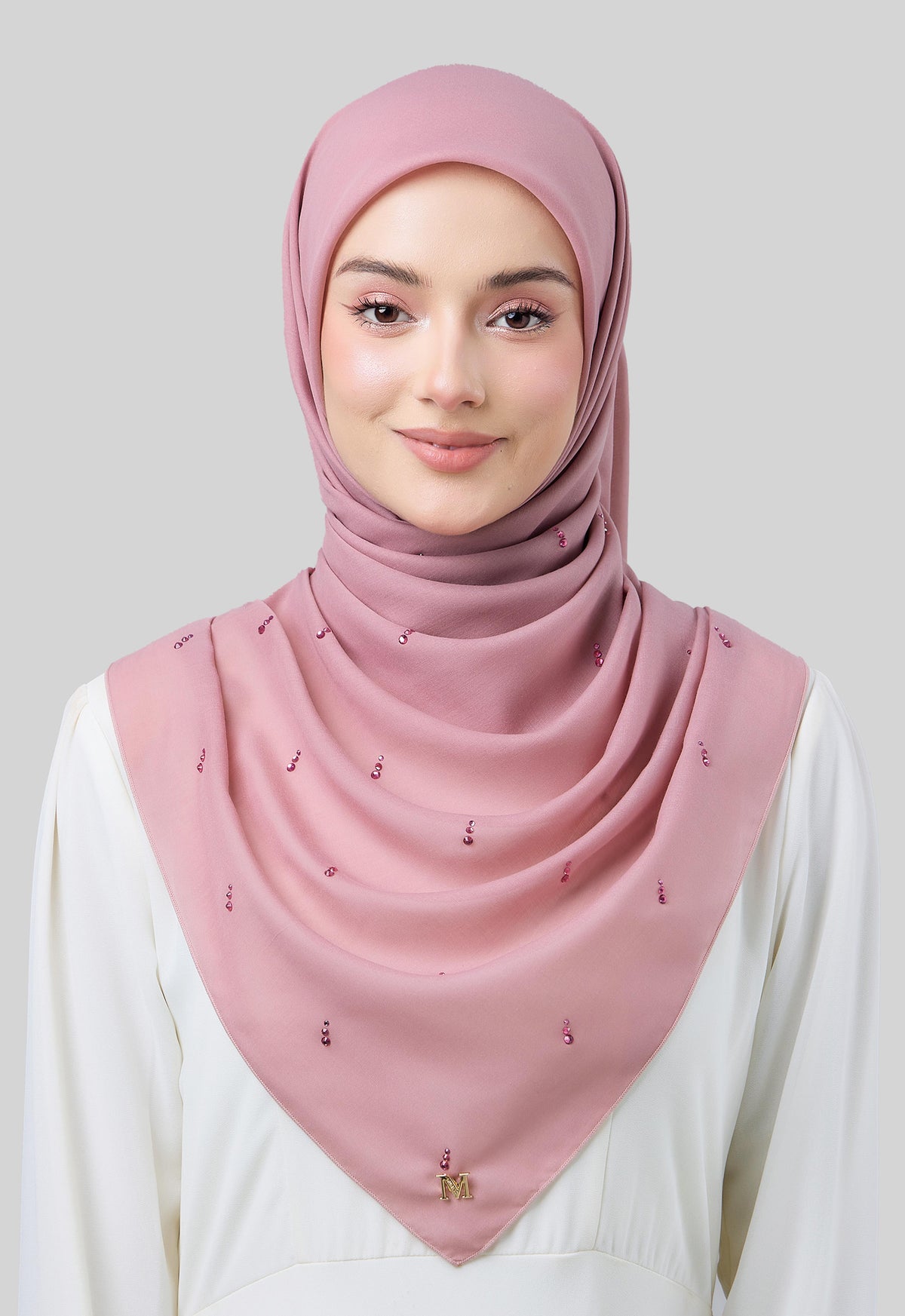 MINAZ HIJAB | EYEDROP PLAIN STONE - DUSTY PINK