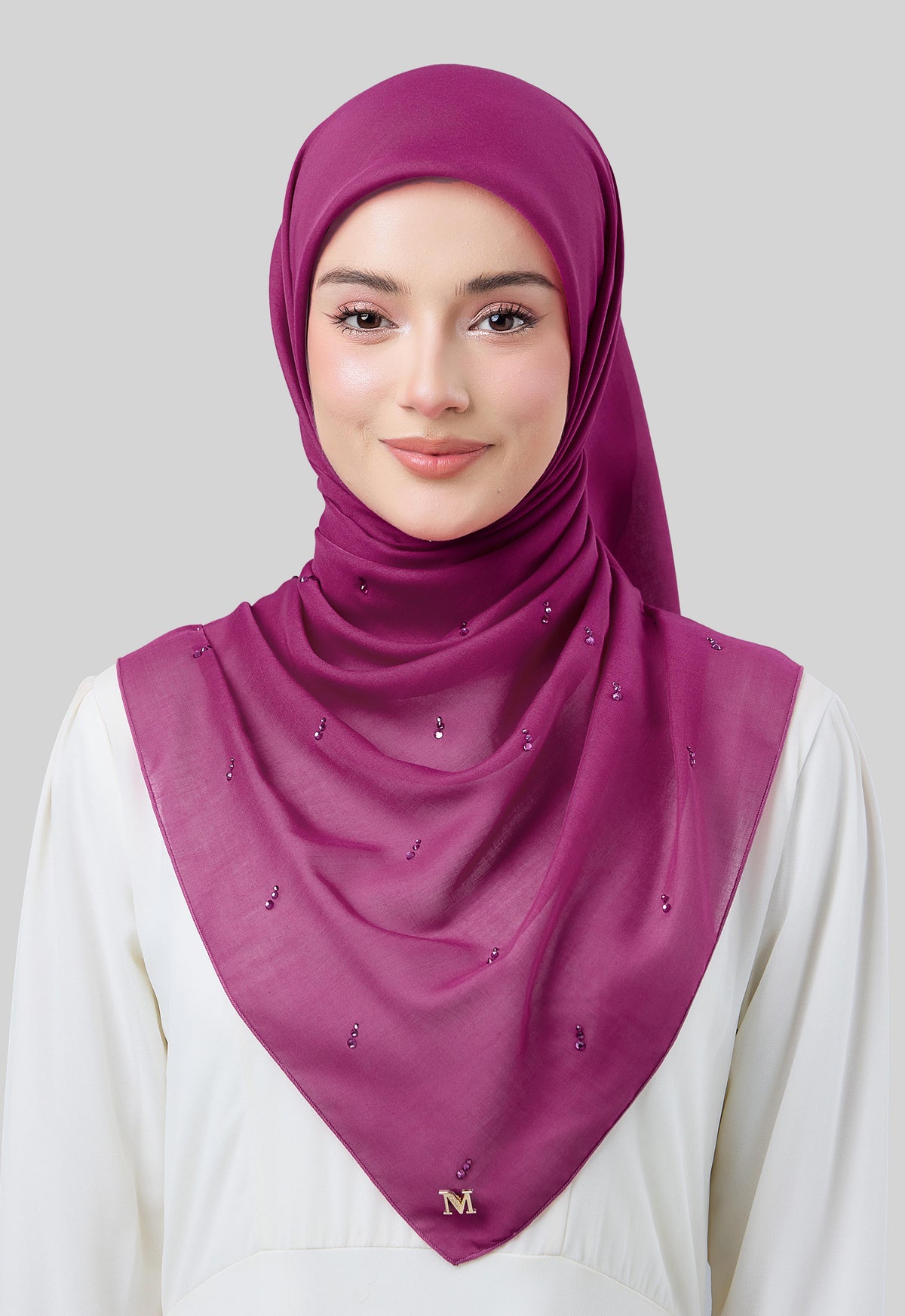 MINAZ HIJAB | EYEDROP PLAIN STONE - MAGENTA