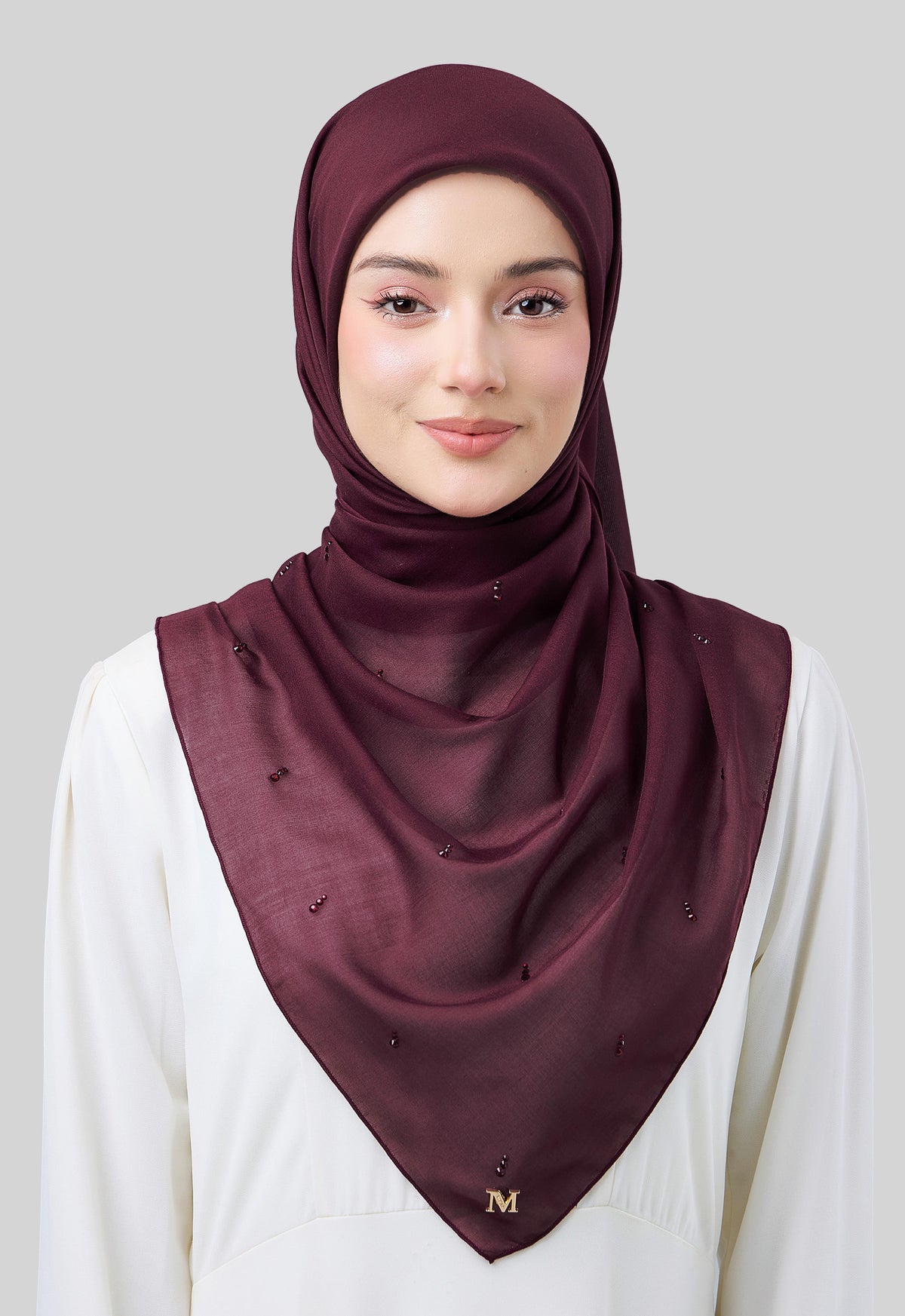 MINAZ HIJAB | EYEDROP PLAIN STONE - MAROON