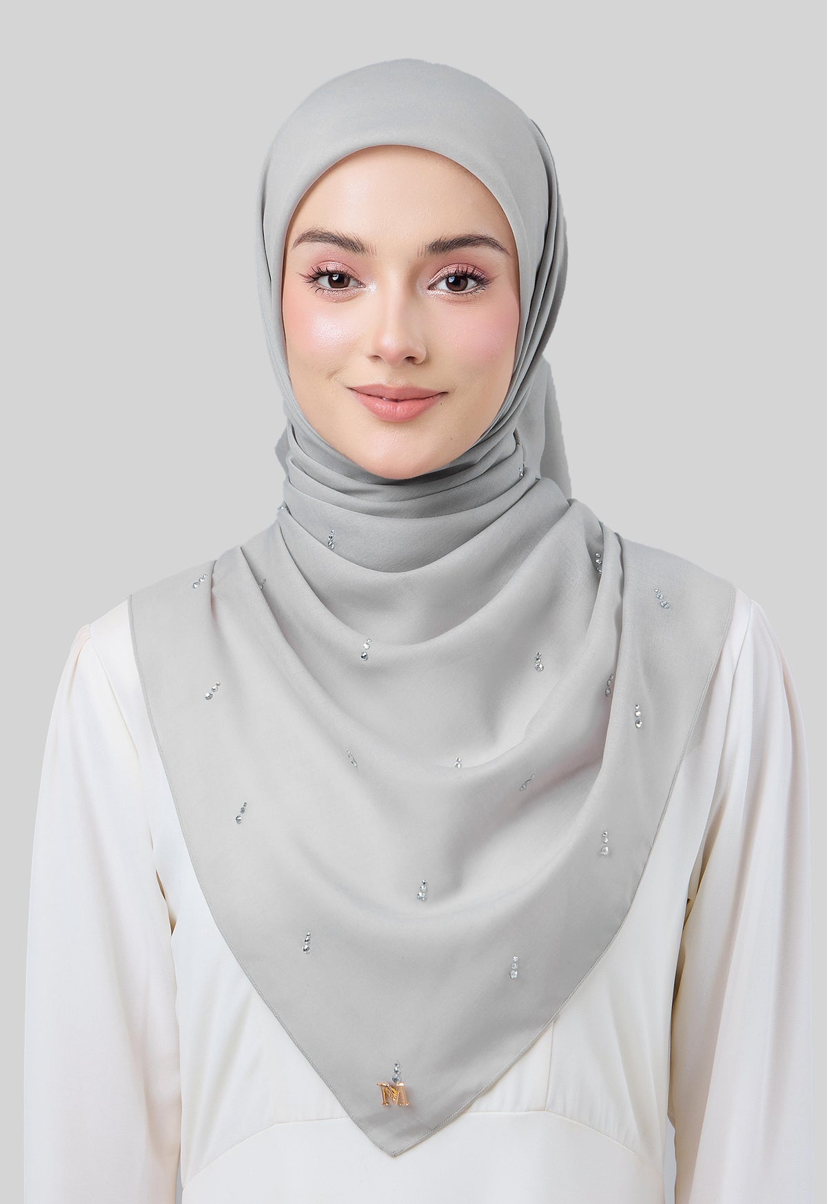 MINAZ HIJAB | EYEDROP PLAIN STONE - SILVER