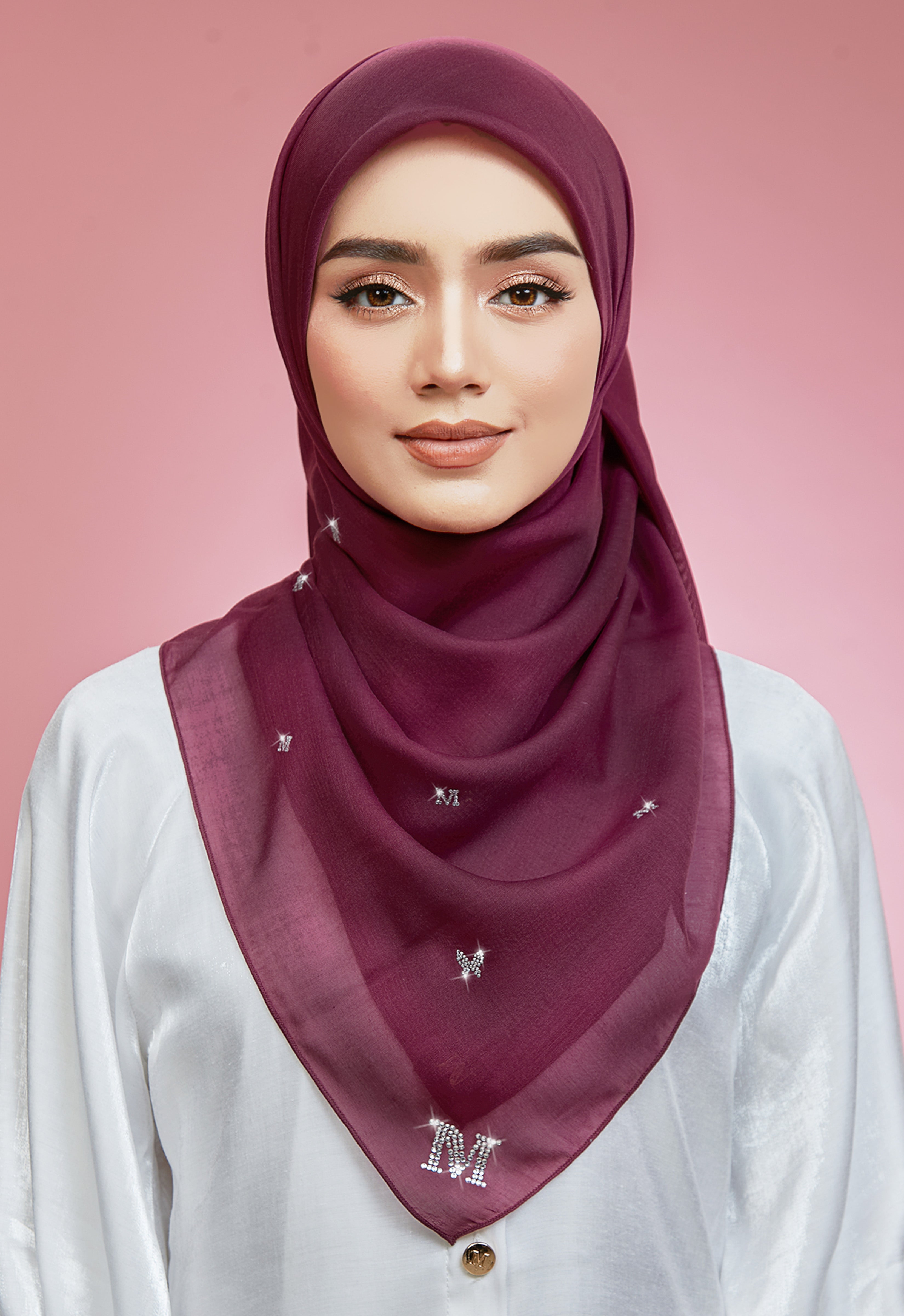 PLAIN BUTTERFLY STONE BAWAL - BURGUNDY