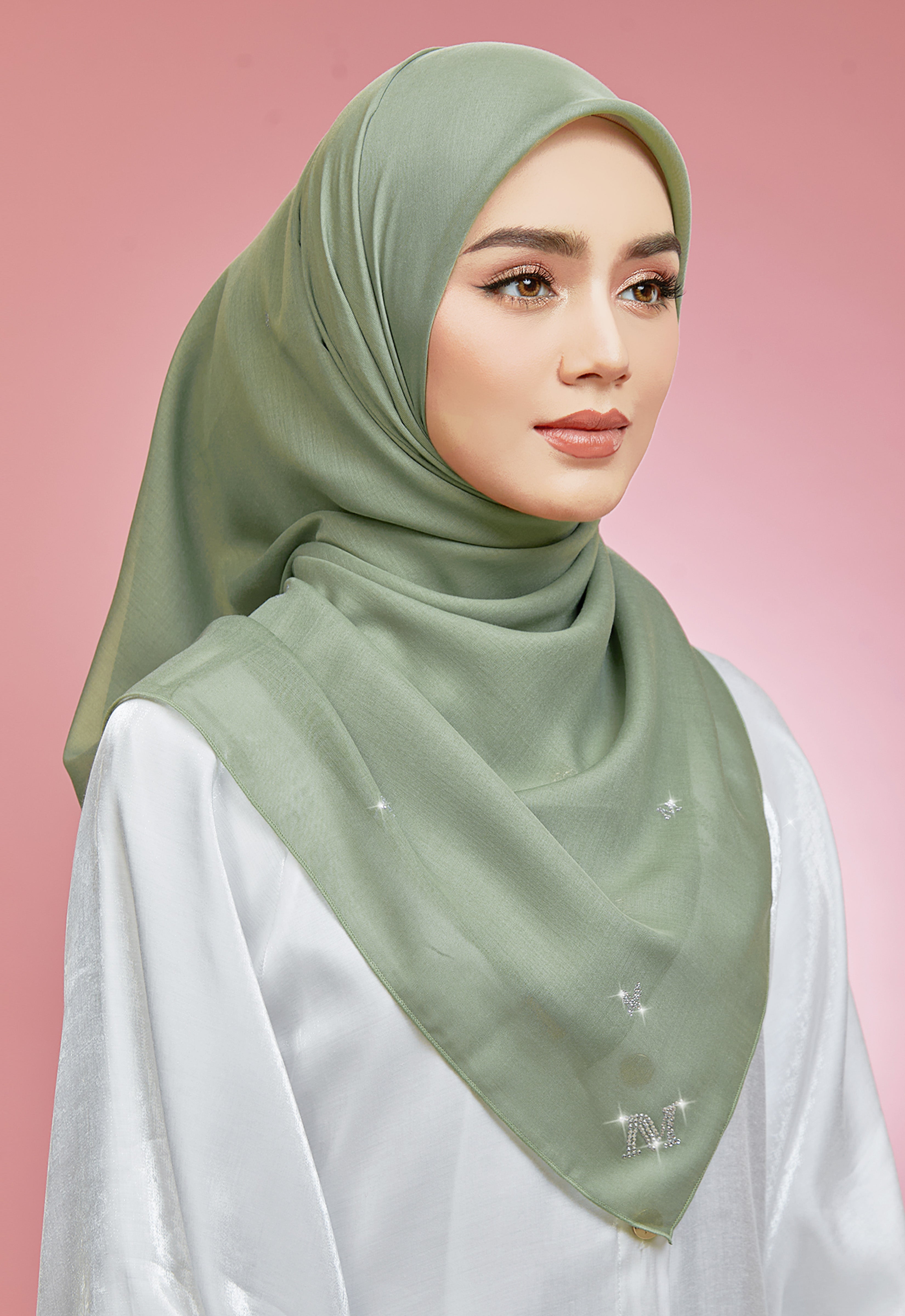 PLAIN BUTTERFLY STONE BAWAL - DUSTY GREEN
