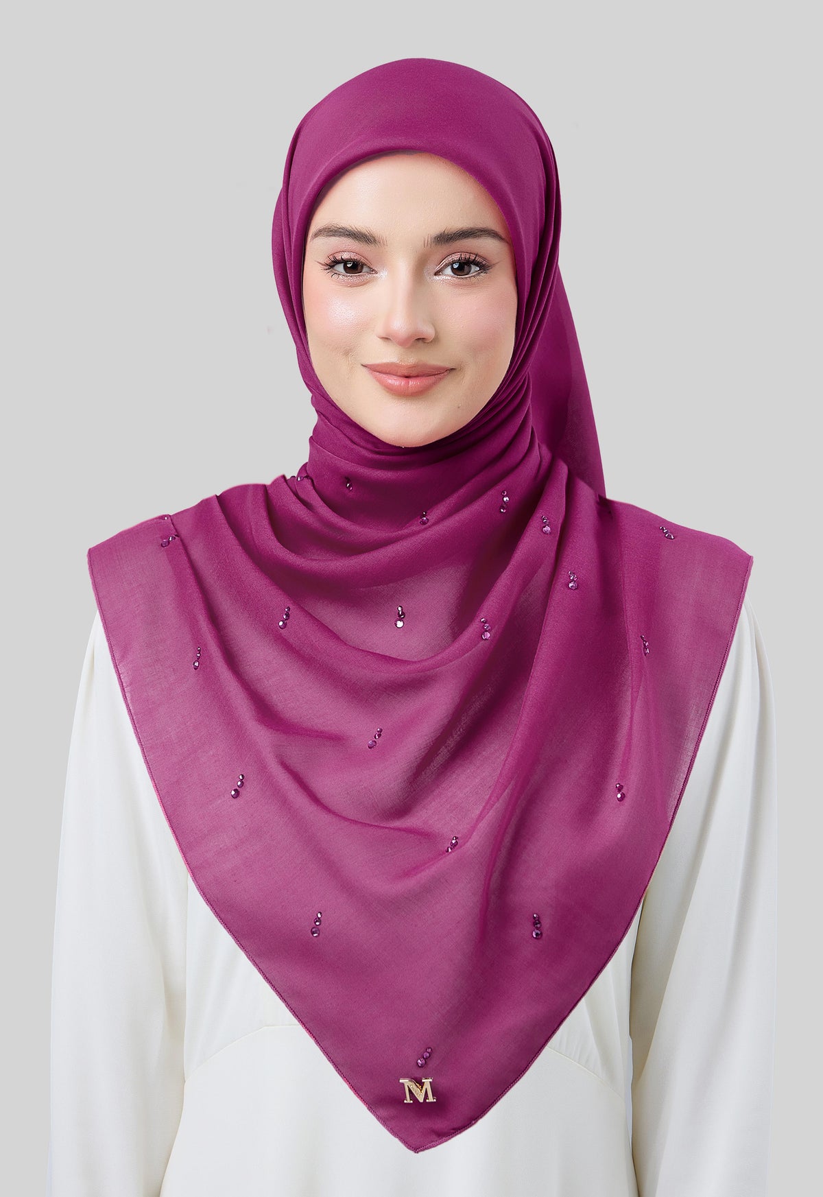 MINAZ HIJAB | EYEDROP PLAIN STONE - MAGENTA