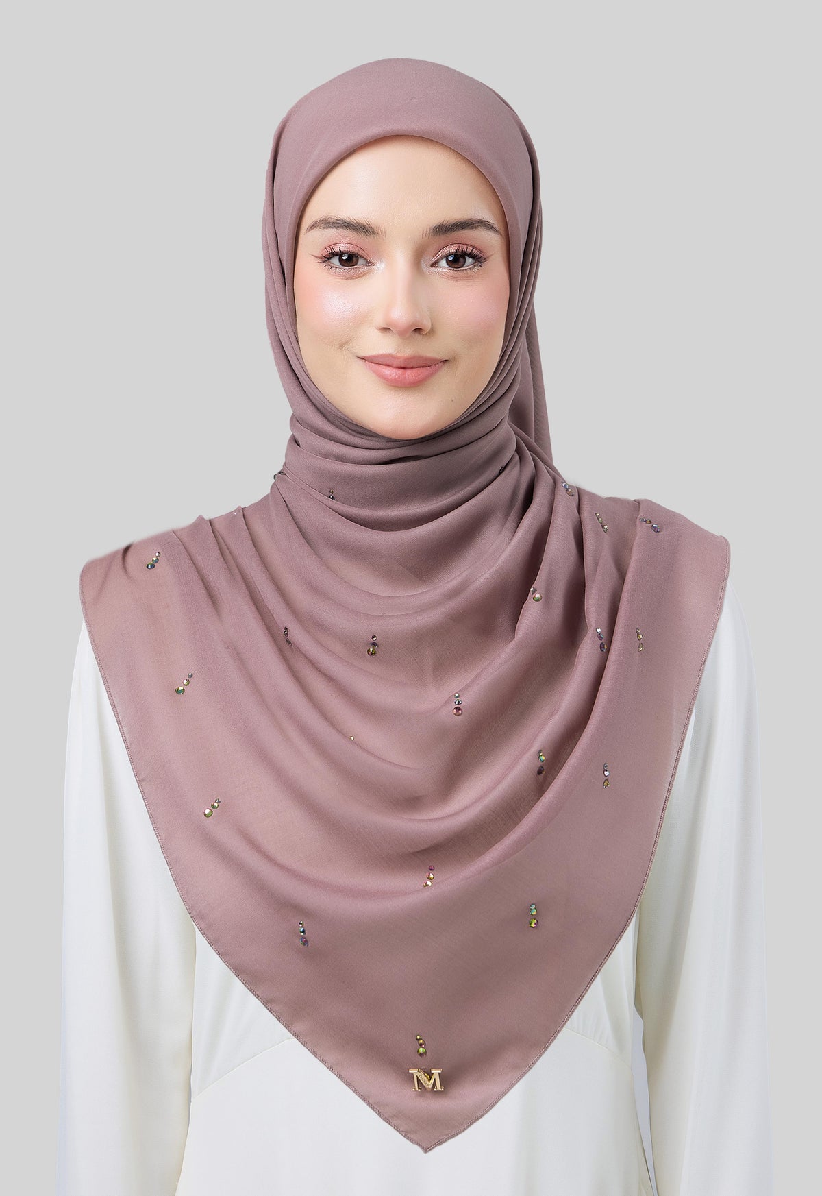 MINAZ HIJAB | EYEDROP PLAIN STONE - MOCHA