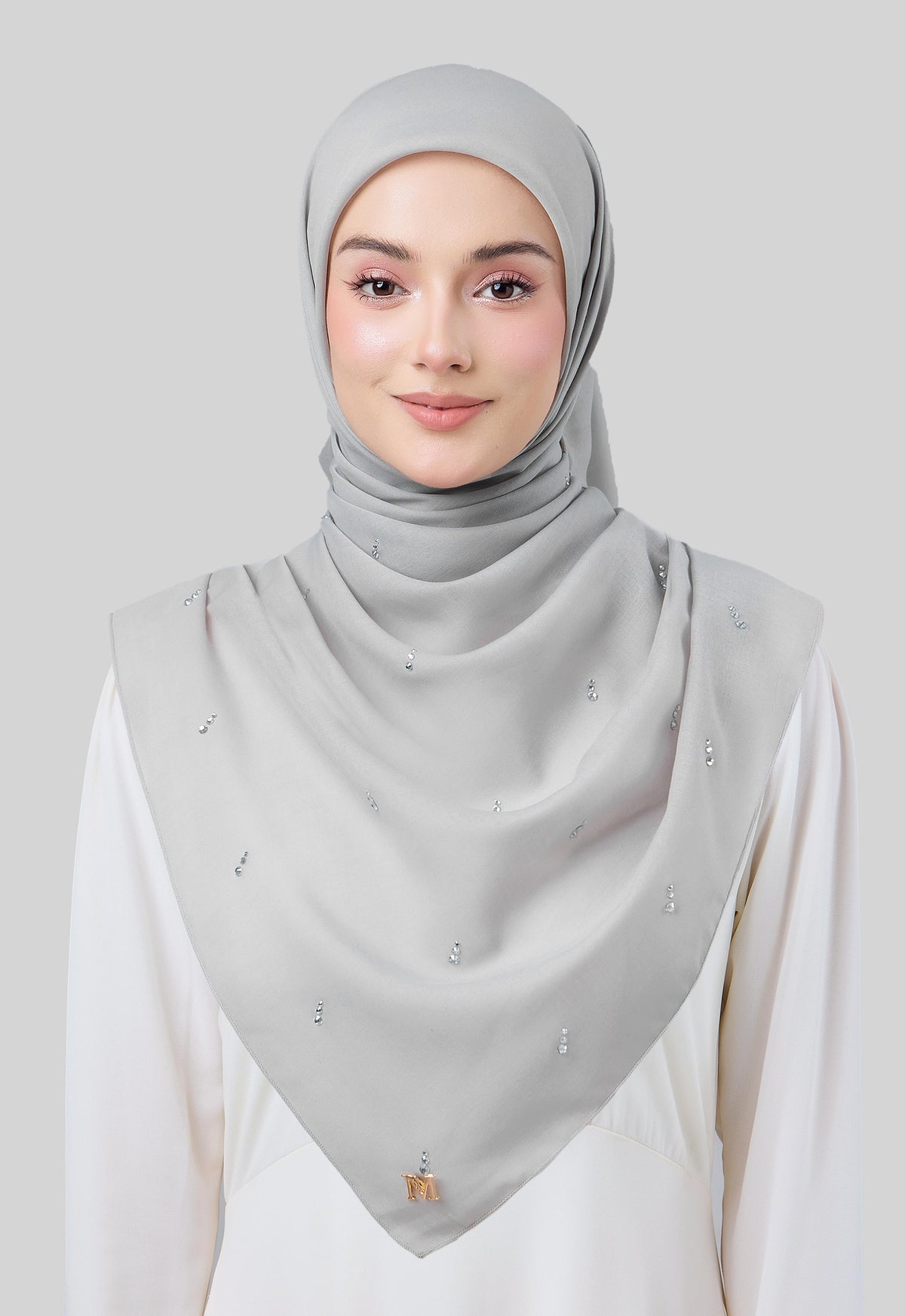 MINAZ HIJAB | EYEDROP PLAIN STONE - SILVER