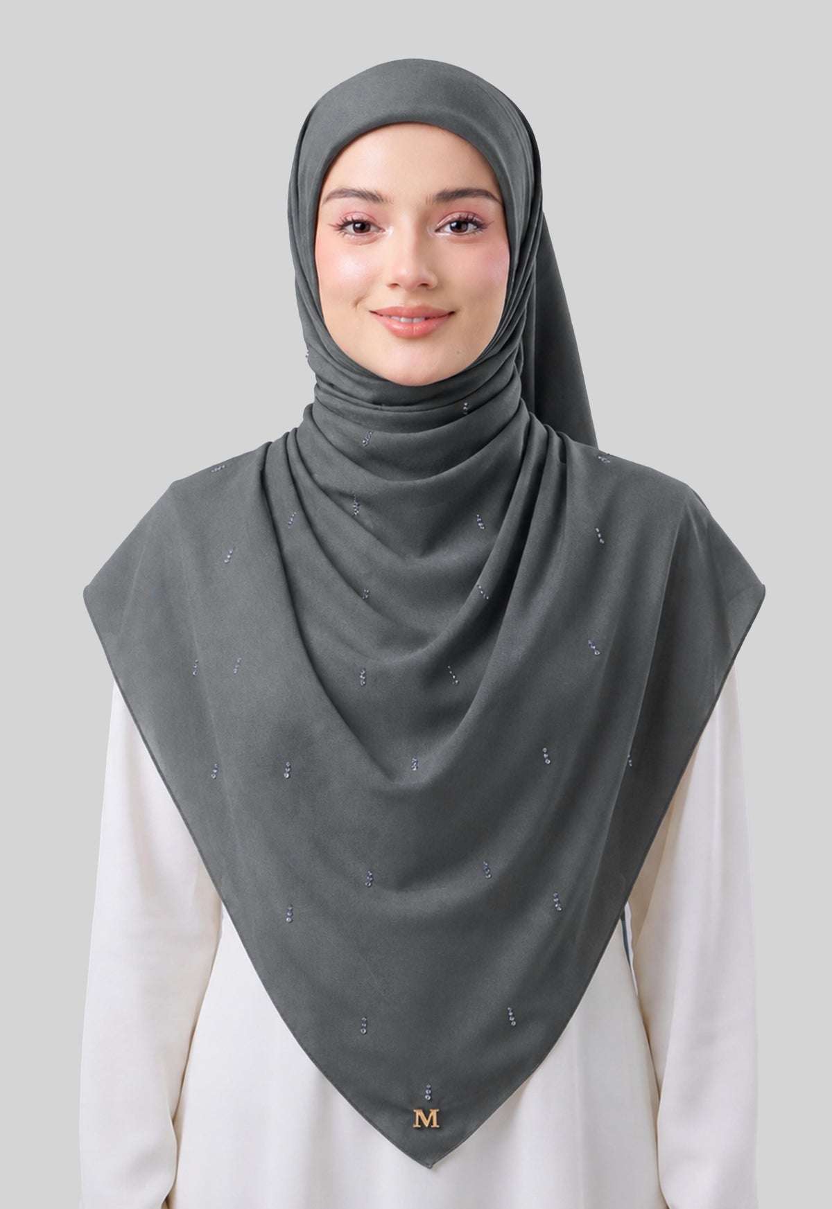 MINAZ HIJAB | EYEDROP PLAIN STONE - DARK GRAY