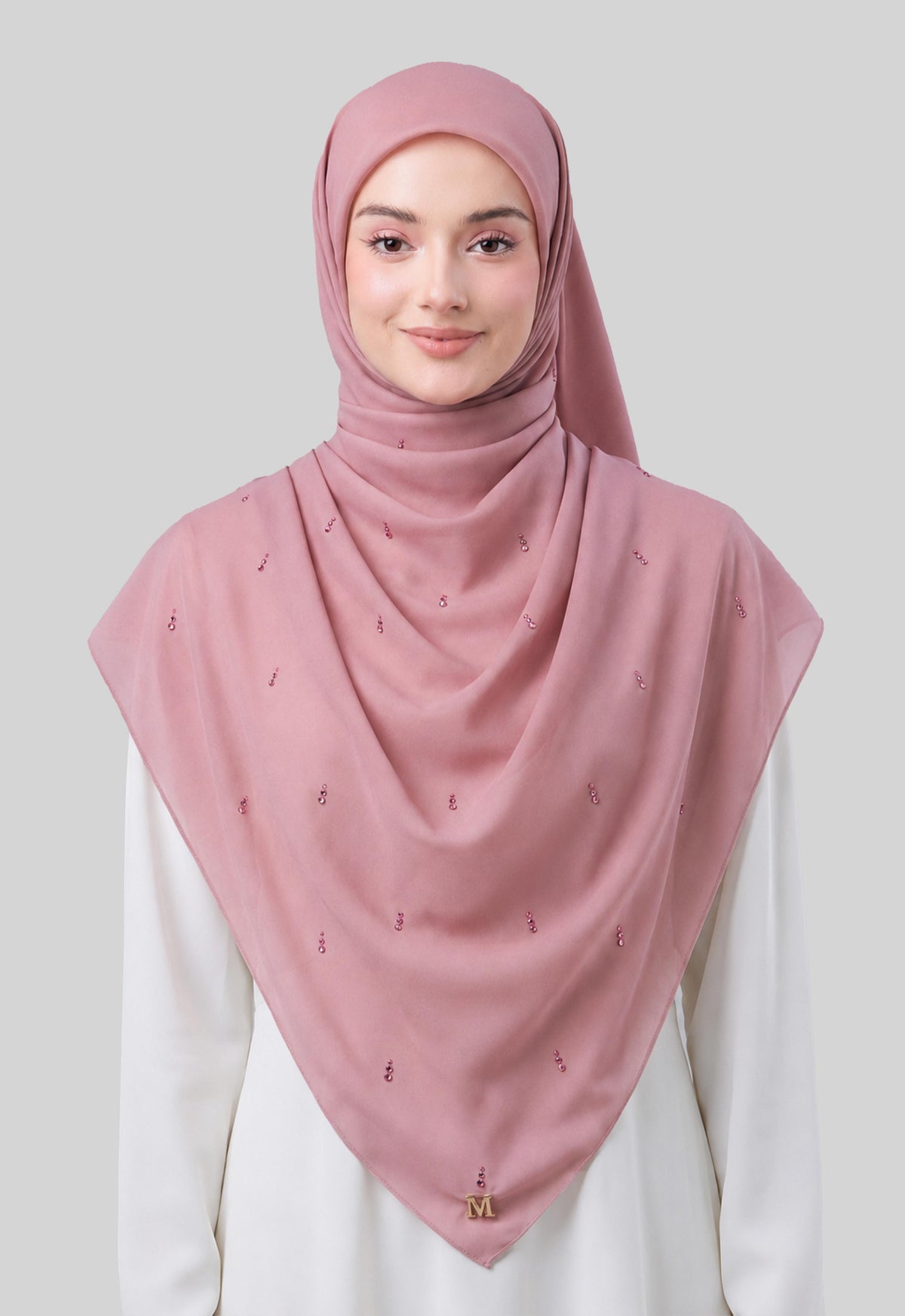 MINAZ HIJAB | EYEDROP PLAIN STONE - DUSTY PINK