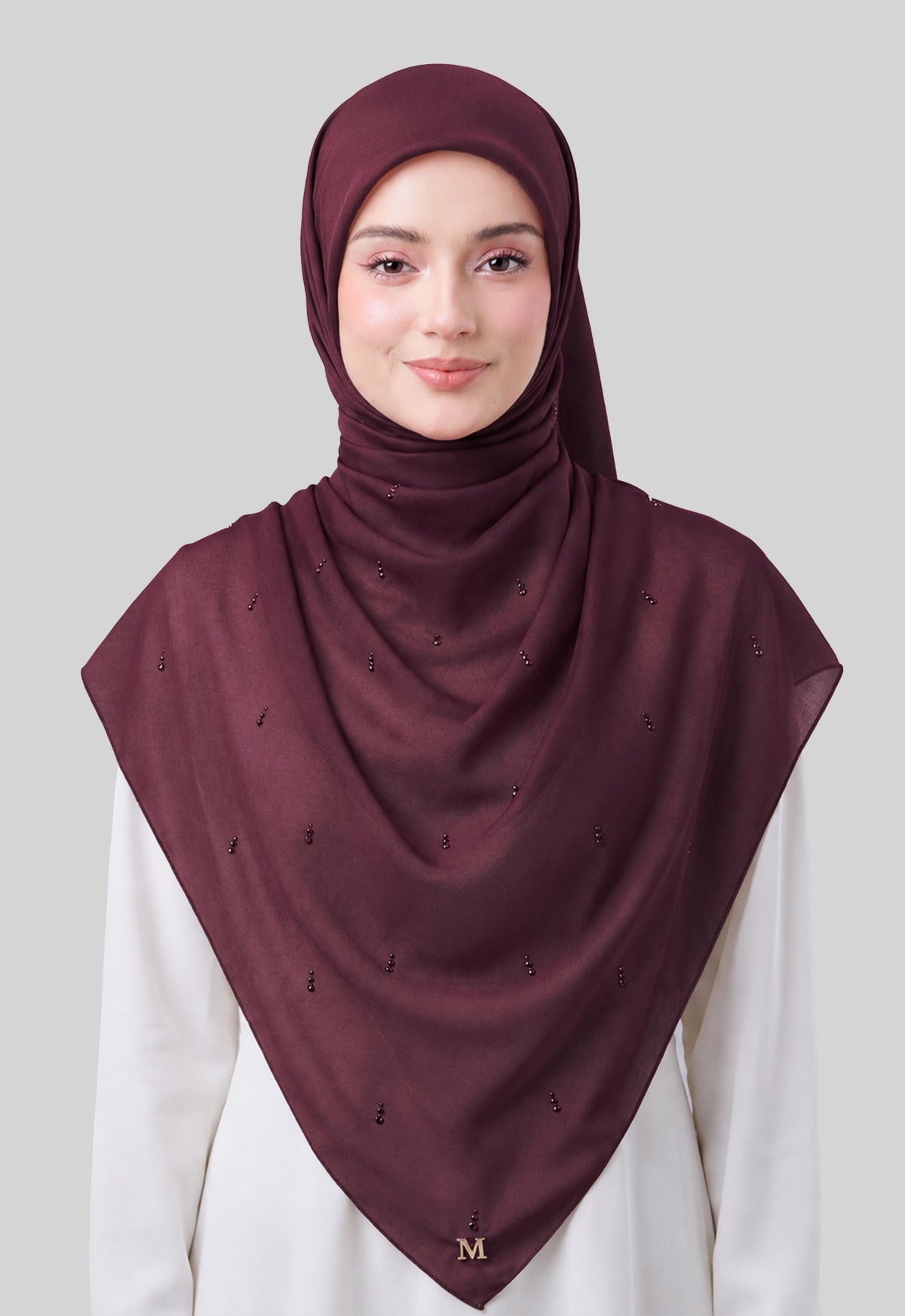 MINAZ HIJAB | EYEDROP PLAIN STONE - MAROON