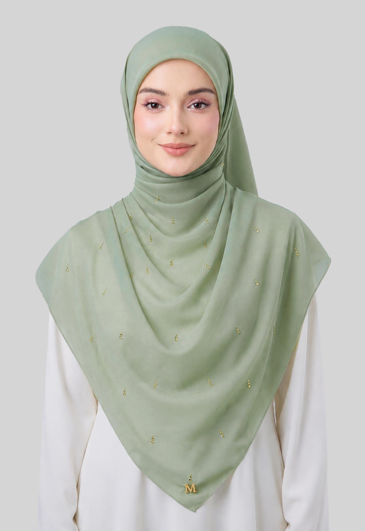 MINAZ HIJAB | EYEDROP PLAIN STONE - SAGE GREEN