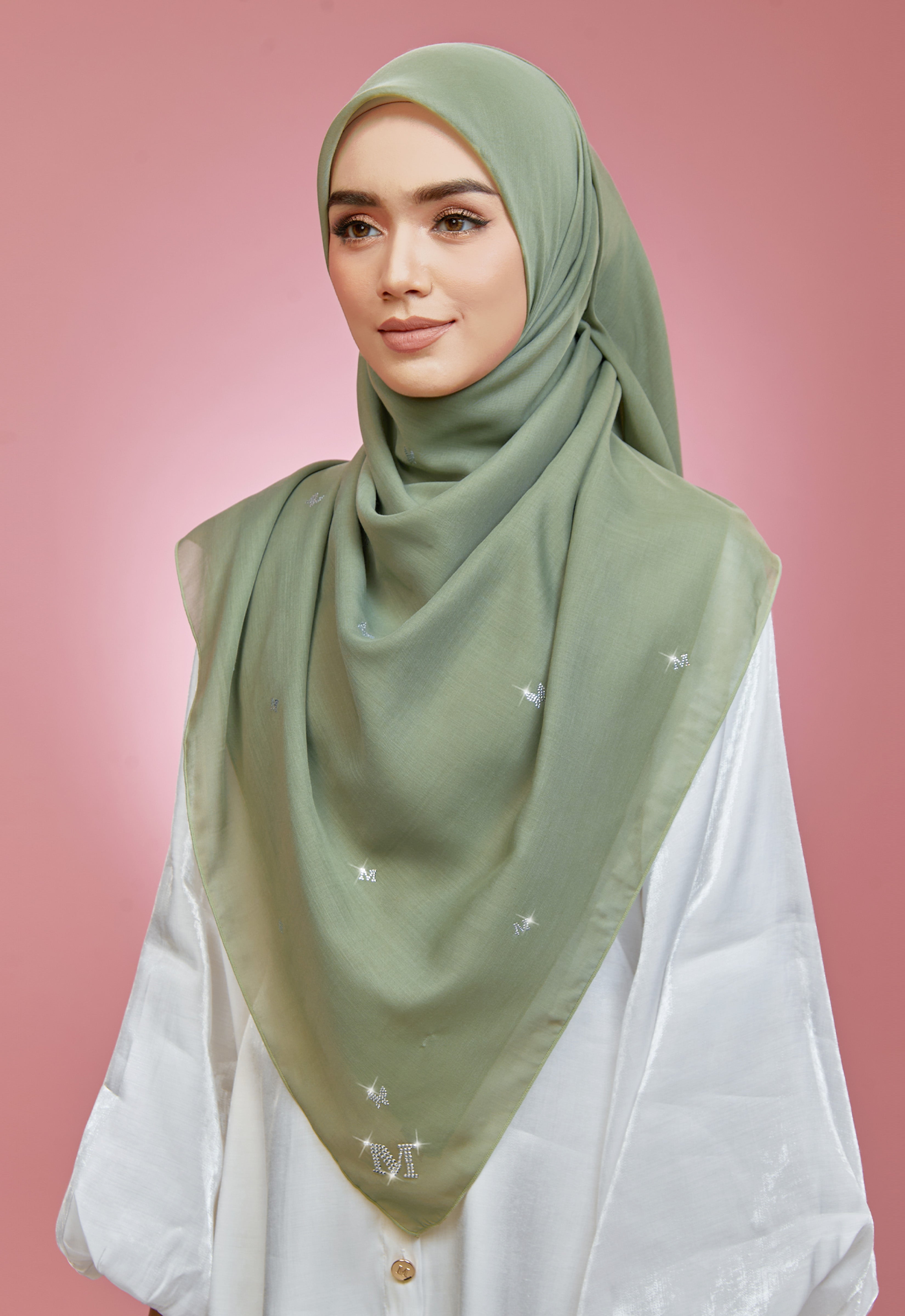PLAIN BUTTERFLY STONE BAWAL - DUSTY GREEN