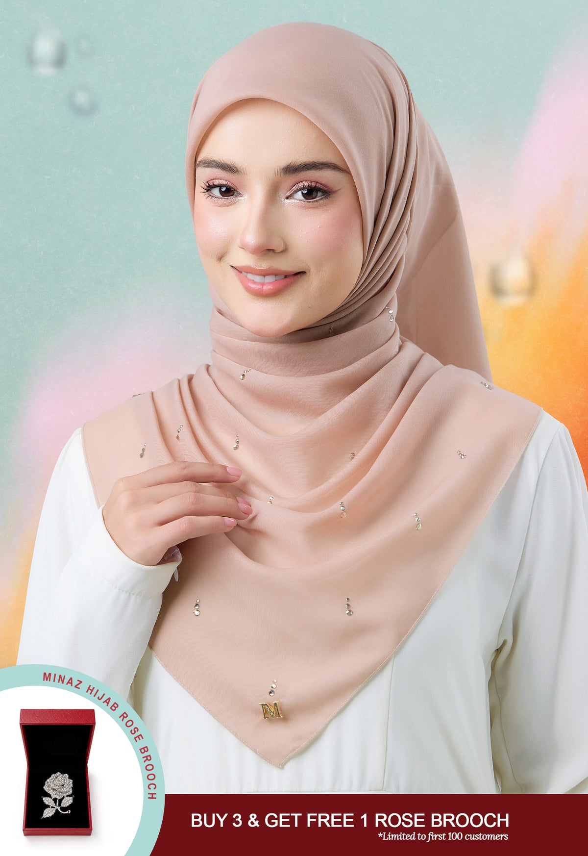 MINAZ HIJAB | EYEDROP PLAIN STONE - CHAMPAGNE