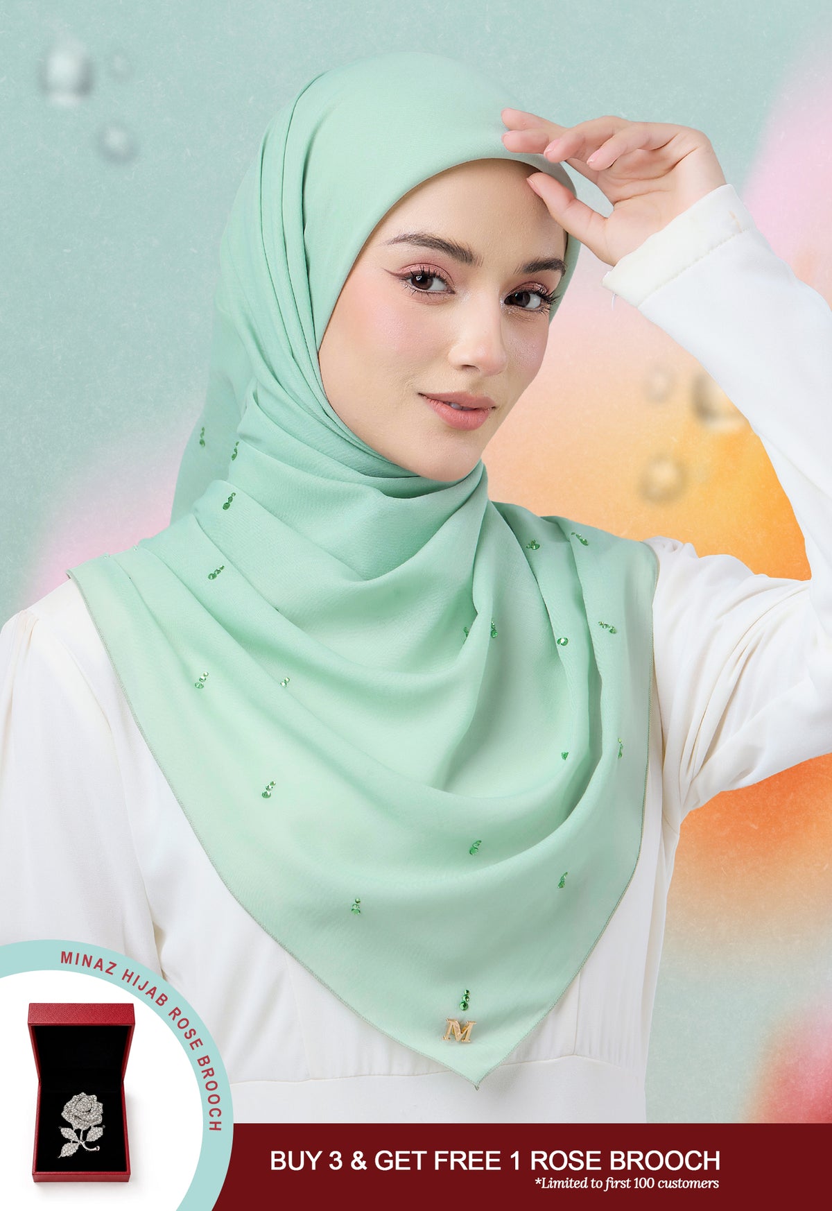 MINAZ HIJAB | EYEDROP PLAIN STONE - MINT
