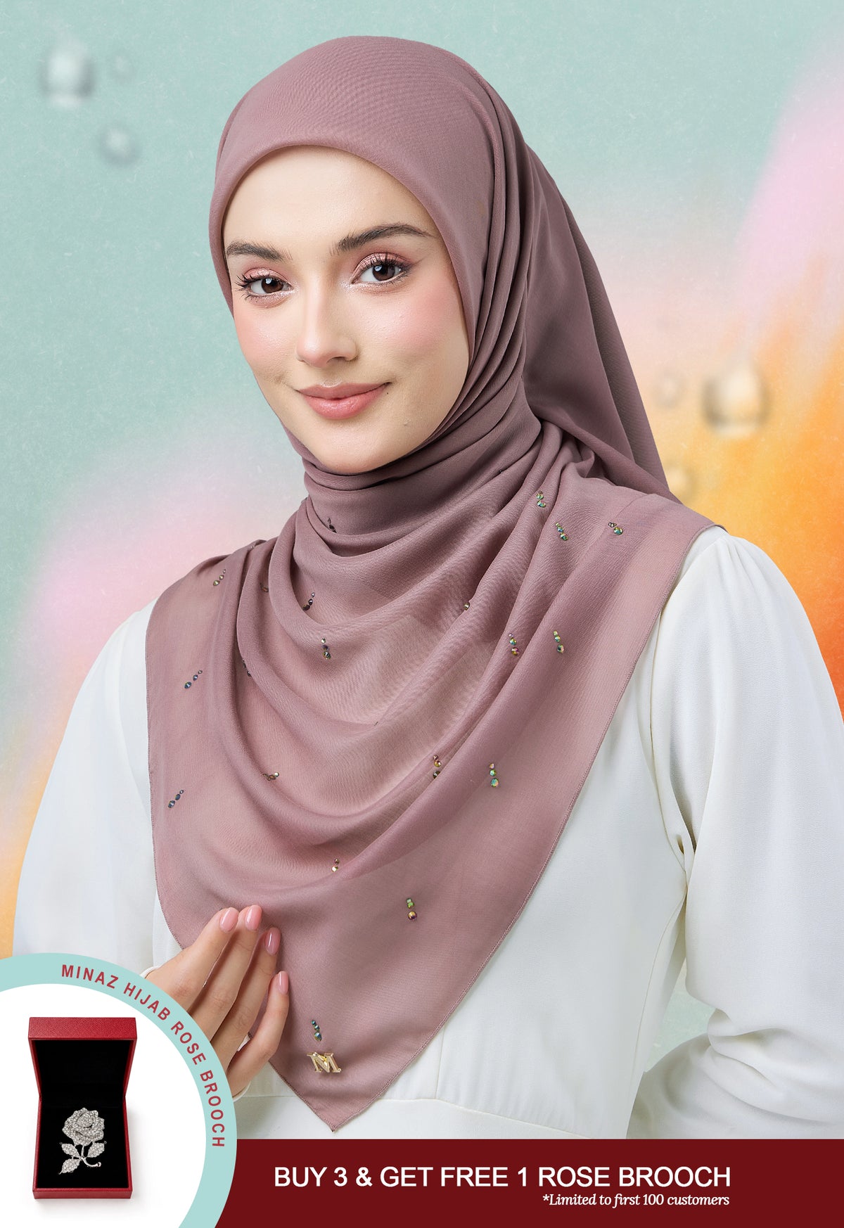 MINAZ HIJAB | EYEDROP PLAIN STONE - MOCHA