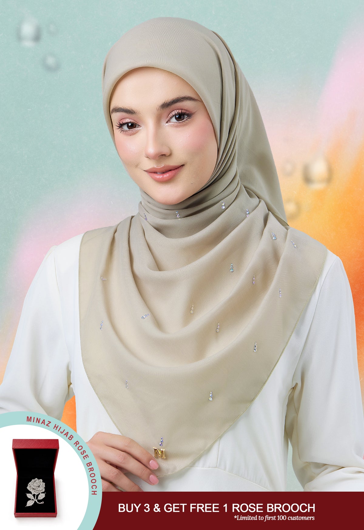 MINAZ HIJAB | EYEDROP PLAIN STONE - SAND