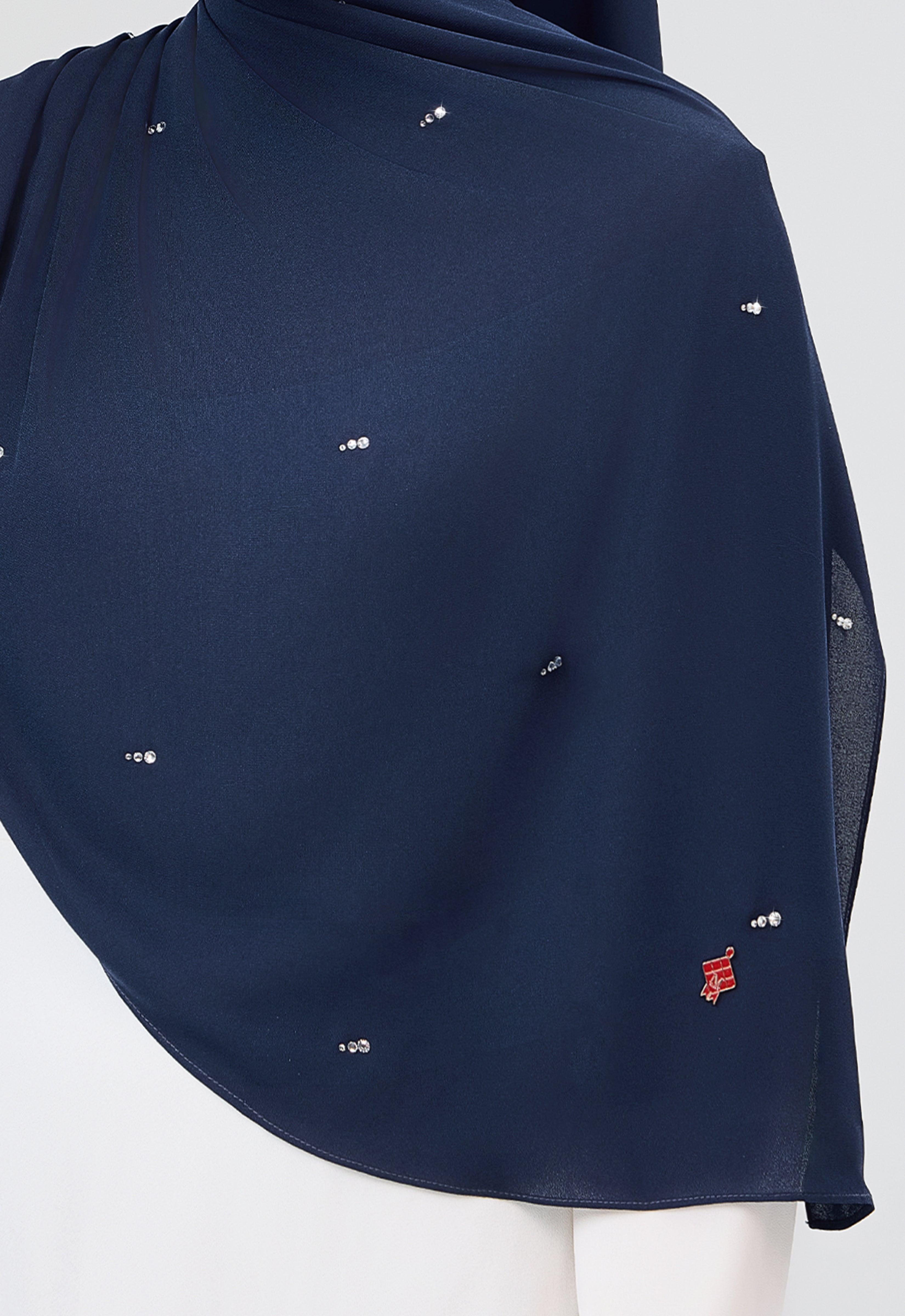 MINAZ HIJAB | SETULUS RAYA PLAIN STONE SHAWL - DARK BLUE