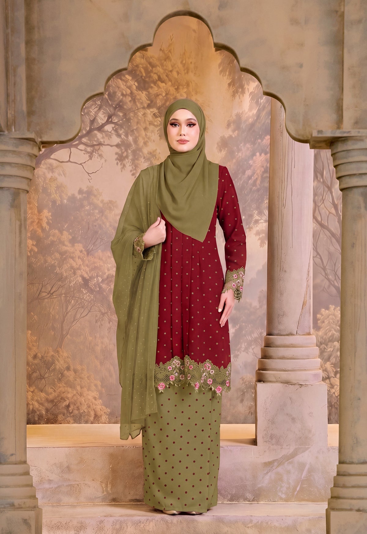 CLASSIC SERIES | DAYANG KEBAYA - OLIVE CHERRY