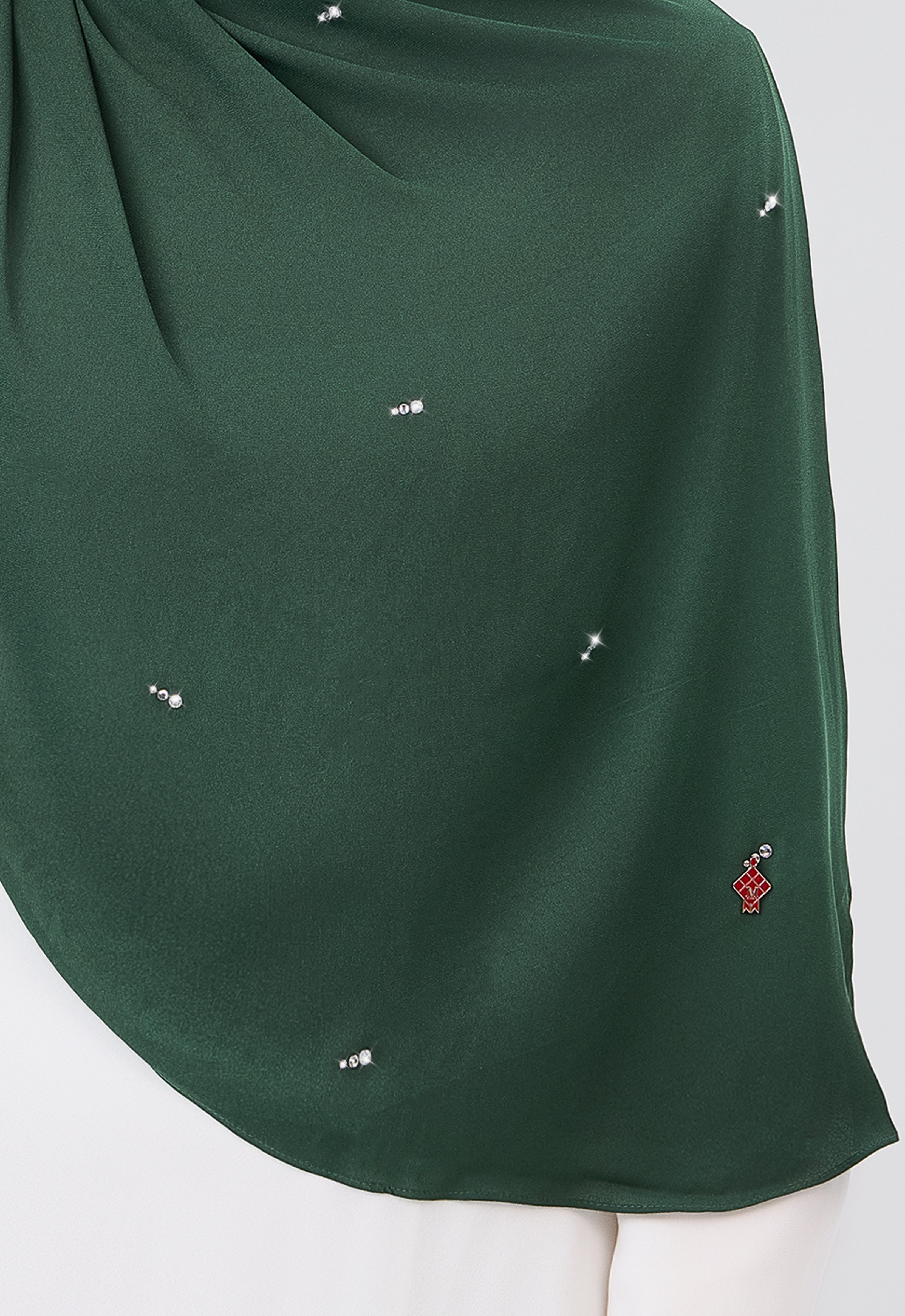 MINAZ HIJAB | SETULUS RAYA PLAIN STONE SHAWL - EMERALD GREEN