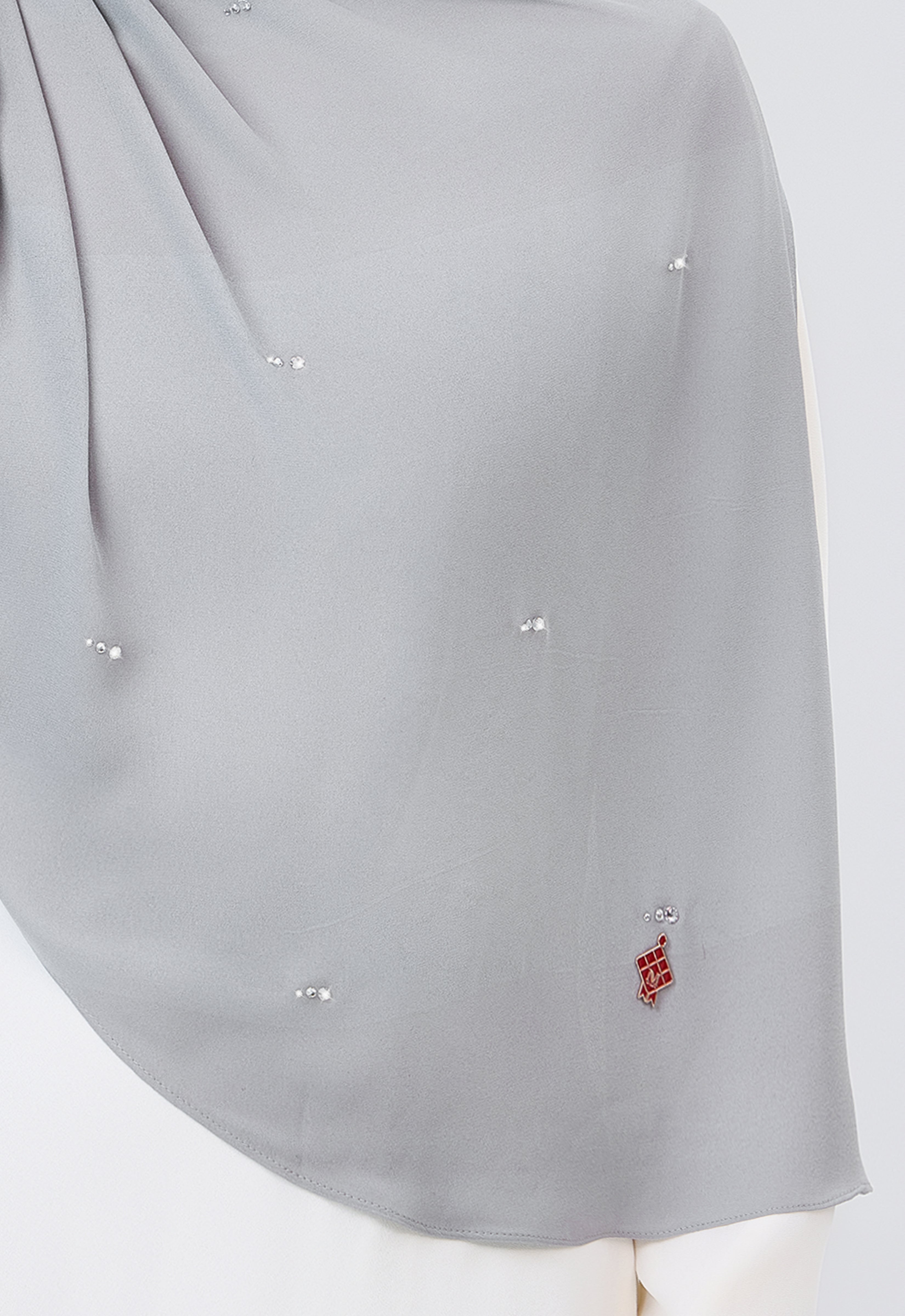 MINAZ HIJAB | SETULUS RAYA PLAIN STONE SHAWL - GRAY