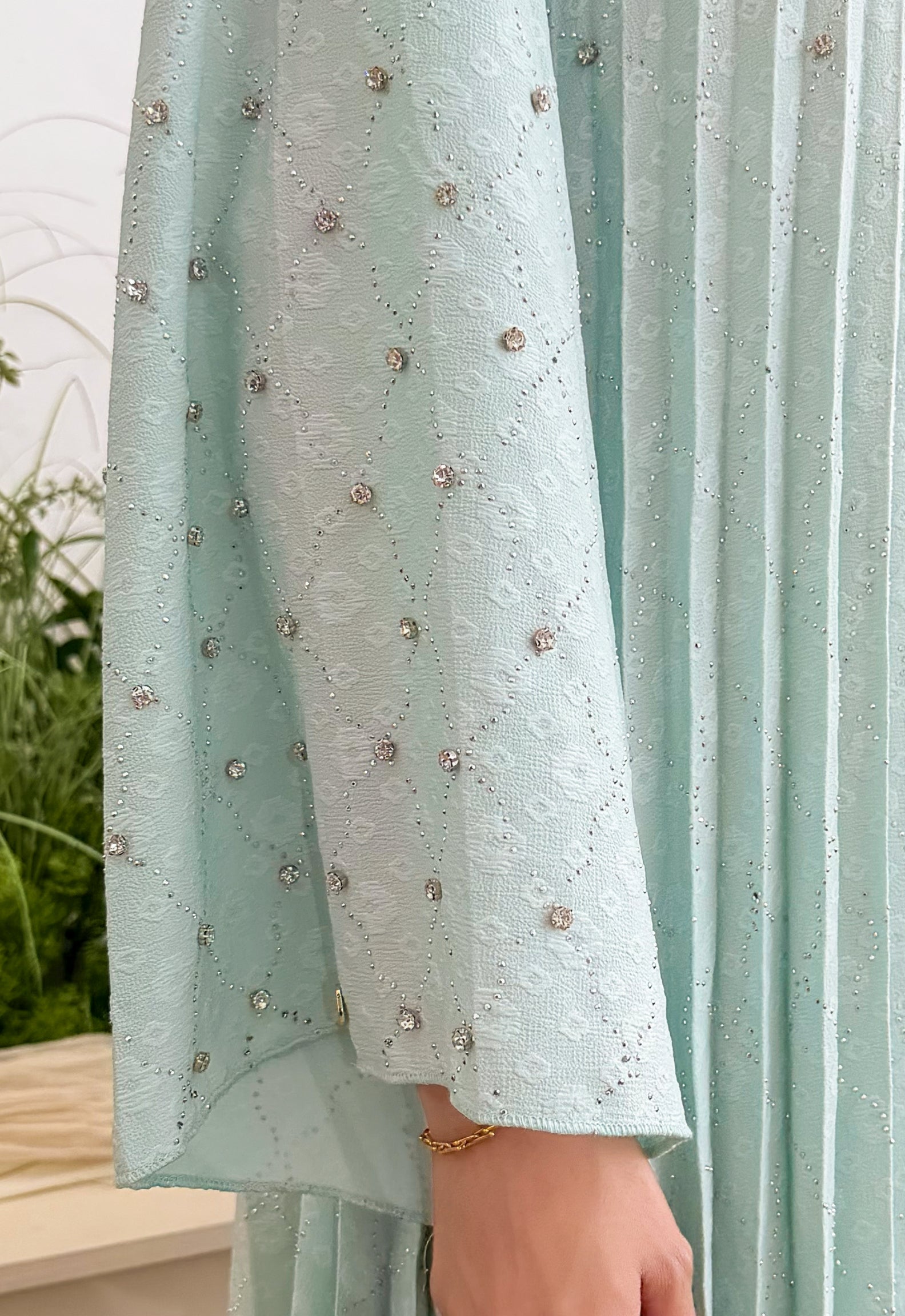 ALEEYA JALABIYA PLEATED PLAIN - TIFFANY